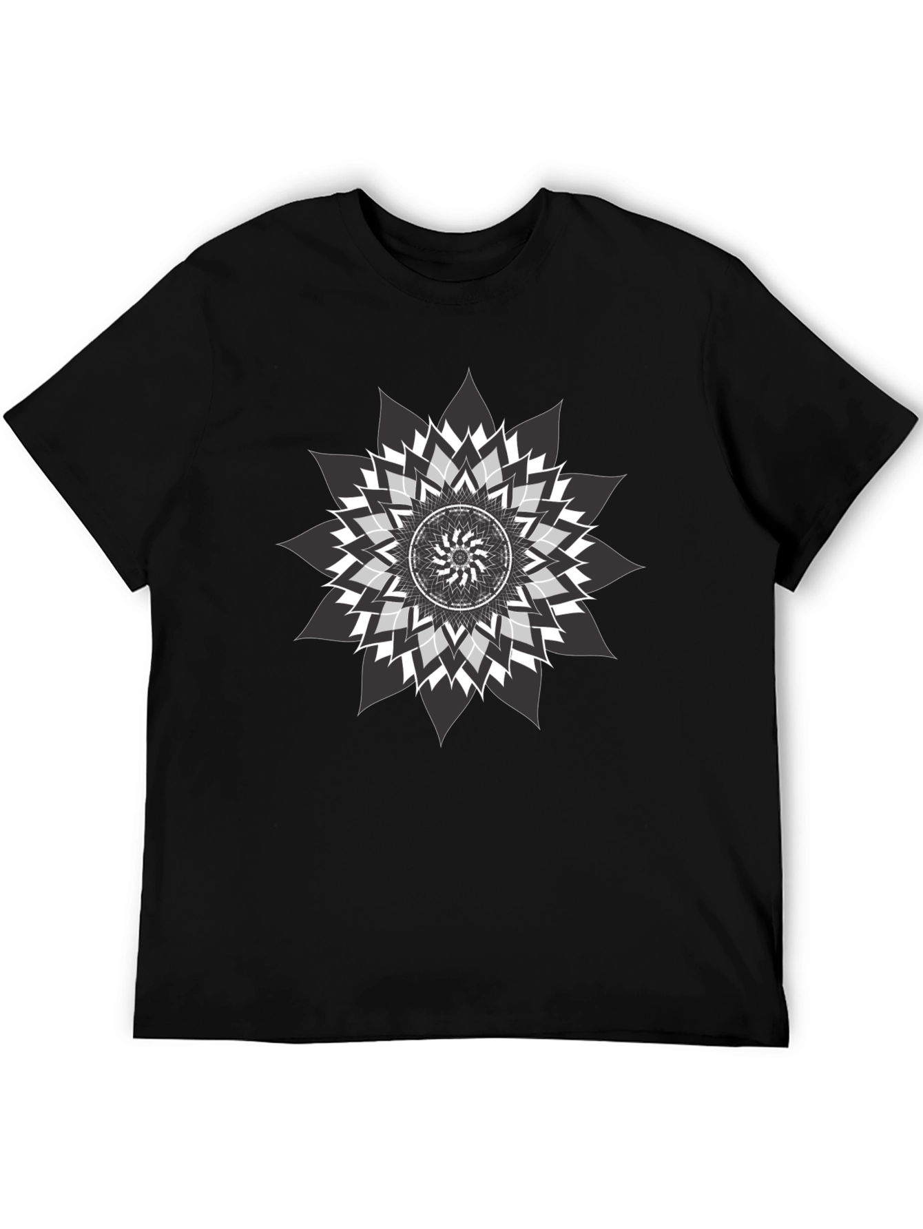 Geometric Mandala Graphic Tee - Black