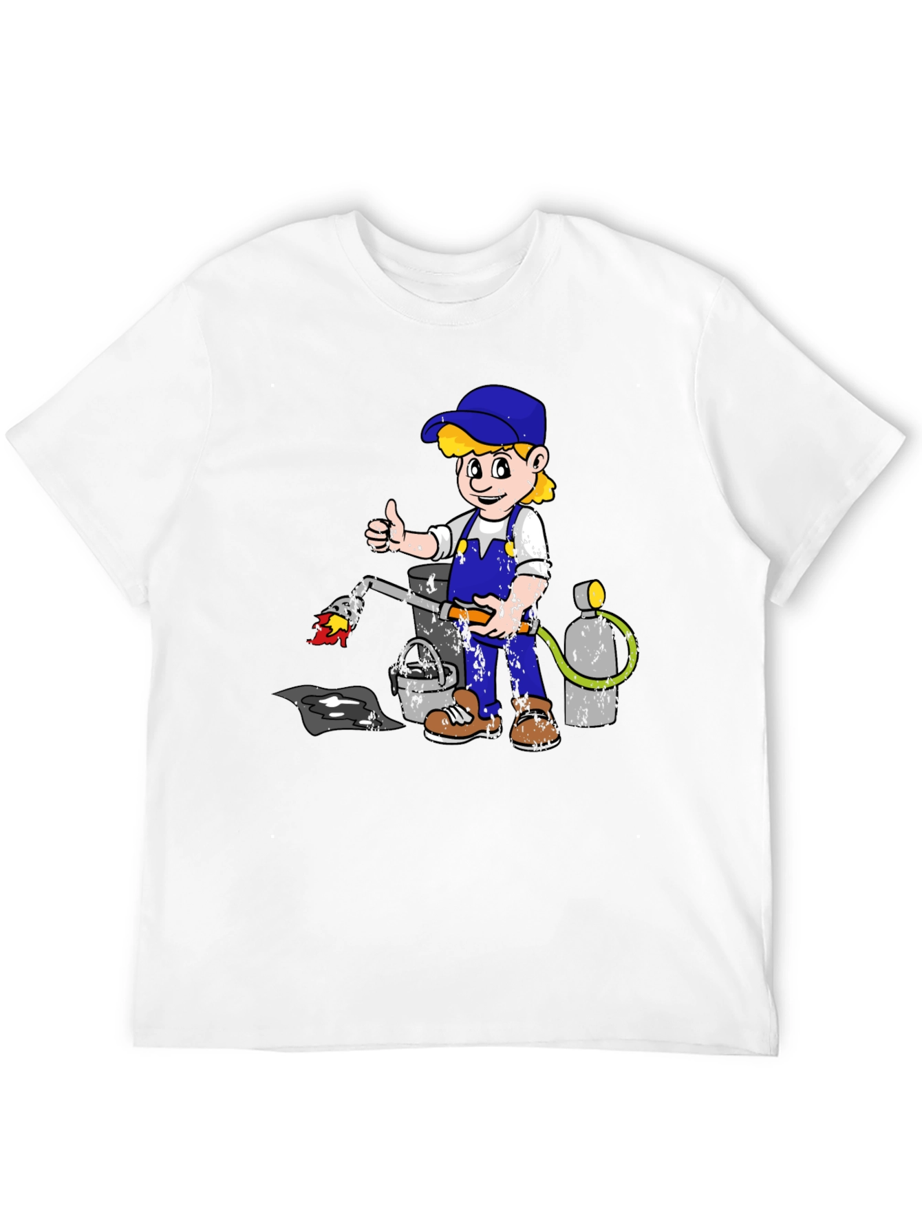 Retro Cartoon Plumber T-Shirt - Black Graphic Tee