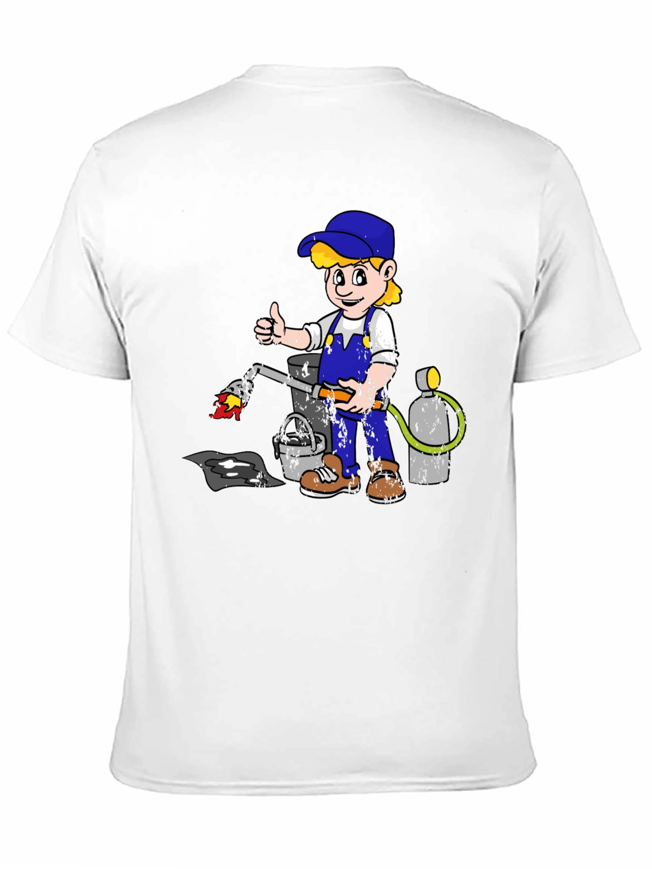 Retro Cartoon Plumber T-Shirt - Black Graphic Tee