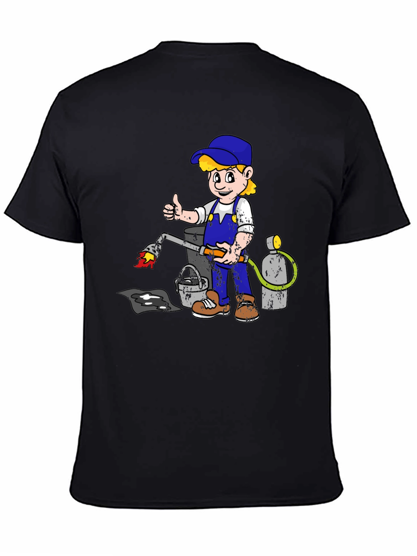 Retro Cartoon Plumber T-Shirt - Black Graphic Tee