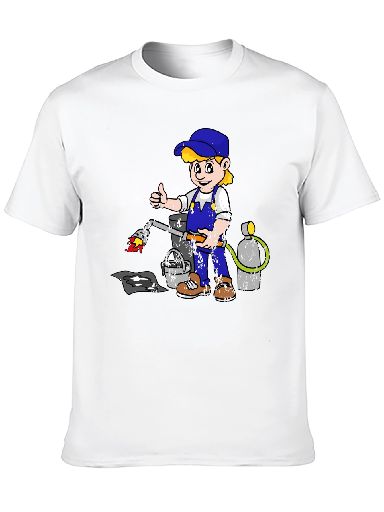 Retro Cartoon Plumber T-Shirt - Black Graphic Tee