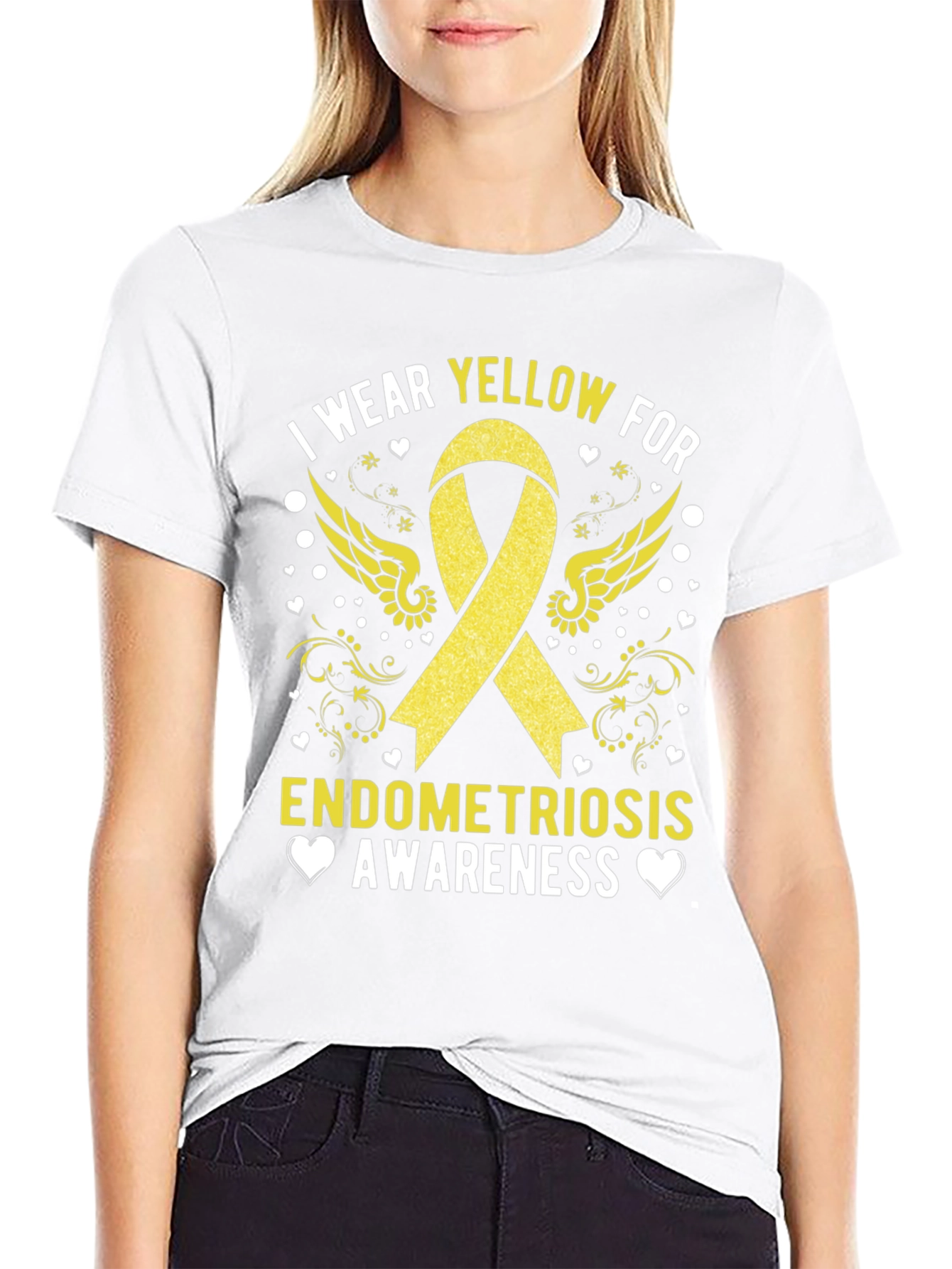 Endometriosis Awareness T-Shirt - Yellow Ribbon Support
