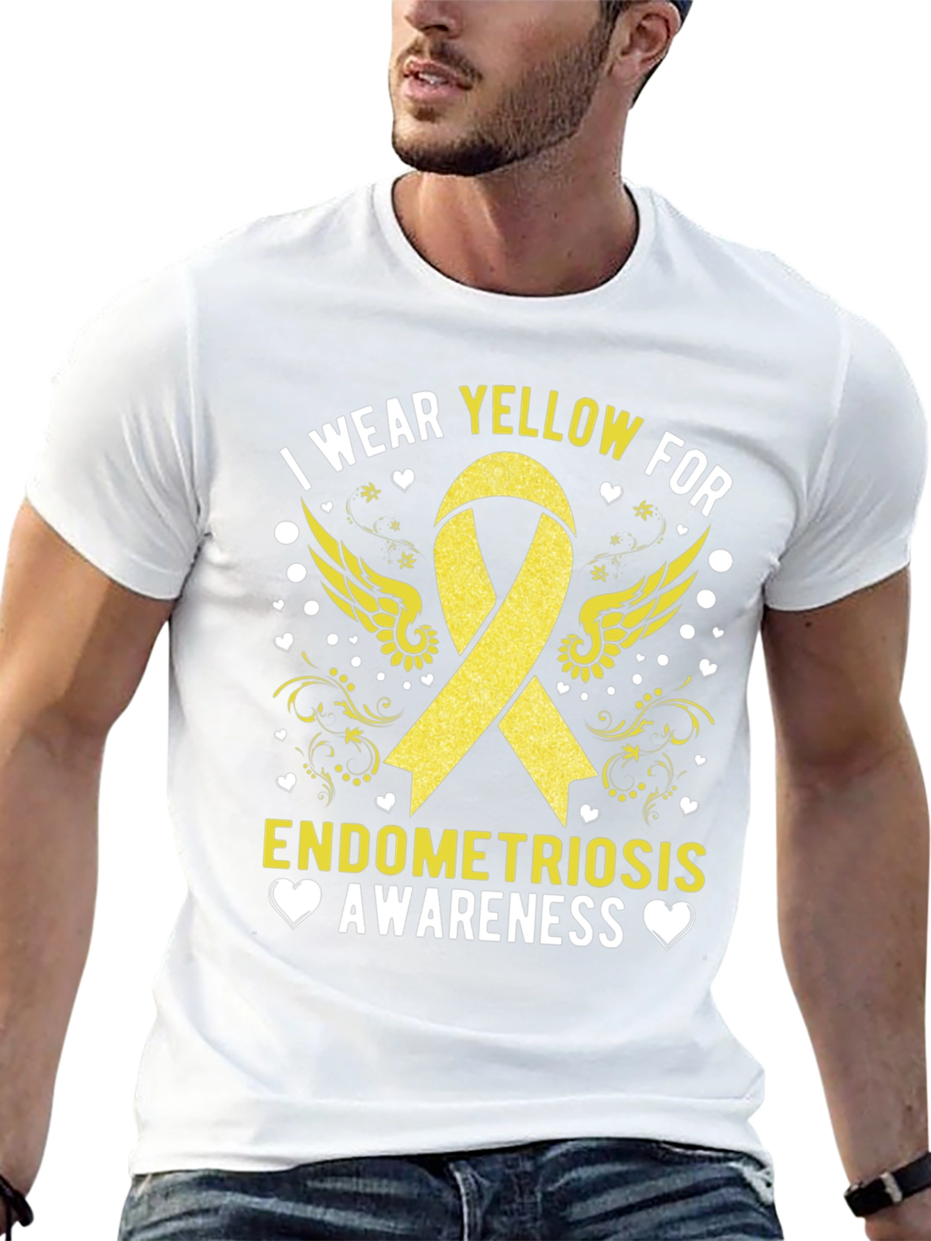 Endometriosis Awareness T-Shirt - Yellow Ribbon Support