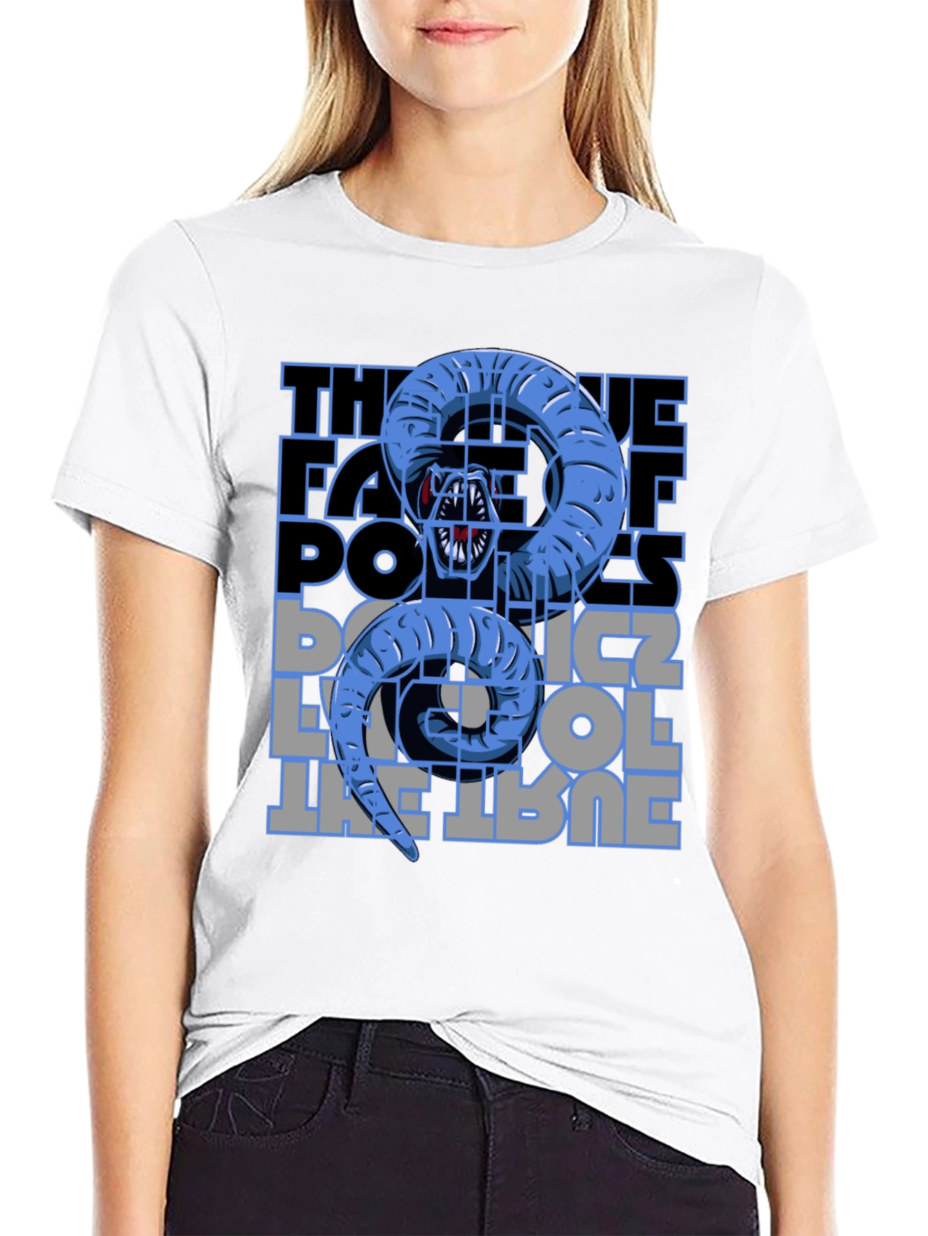 Serpentine Text Graphic Tee - Unique Black Cotton Shirt
