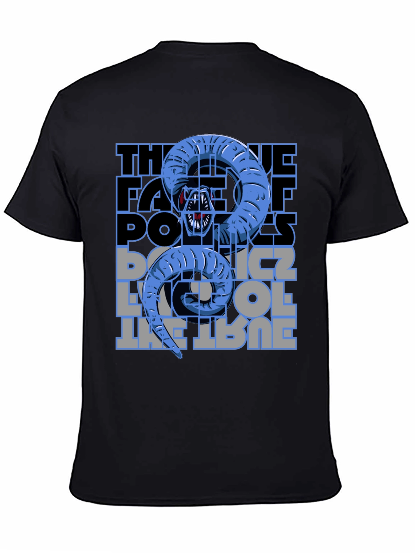 Serpentine Text Graphic Tee - Unique Black Cotton Shirt