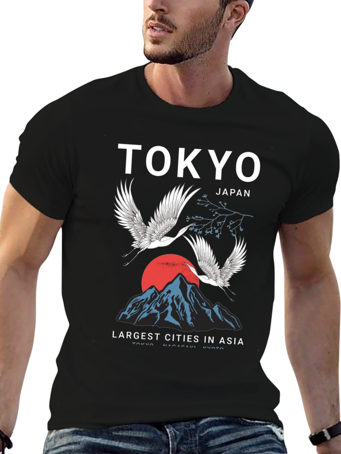 Tokyo Japan Crane Mountain Graphic T-Shirt
