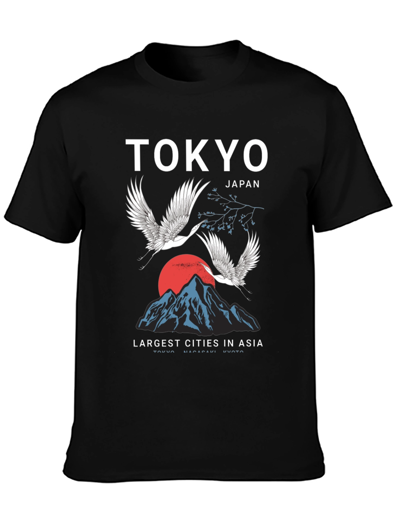 Tokyo Japan Crane Mountain Graphic T-Shirt