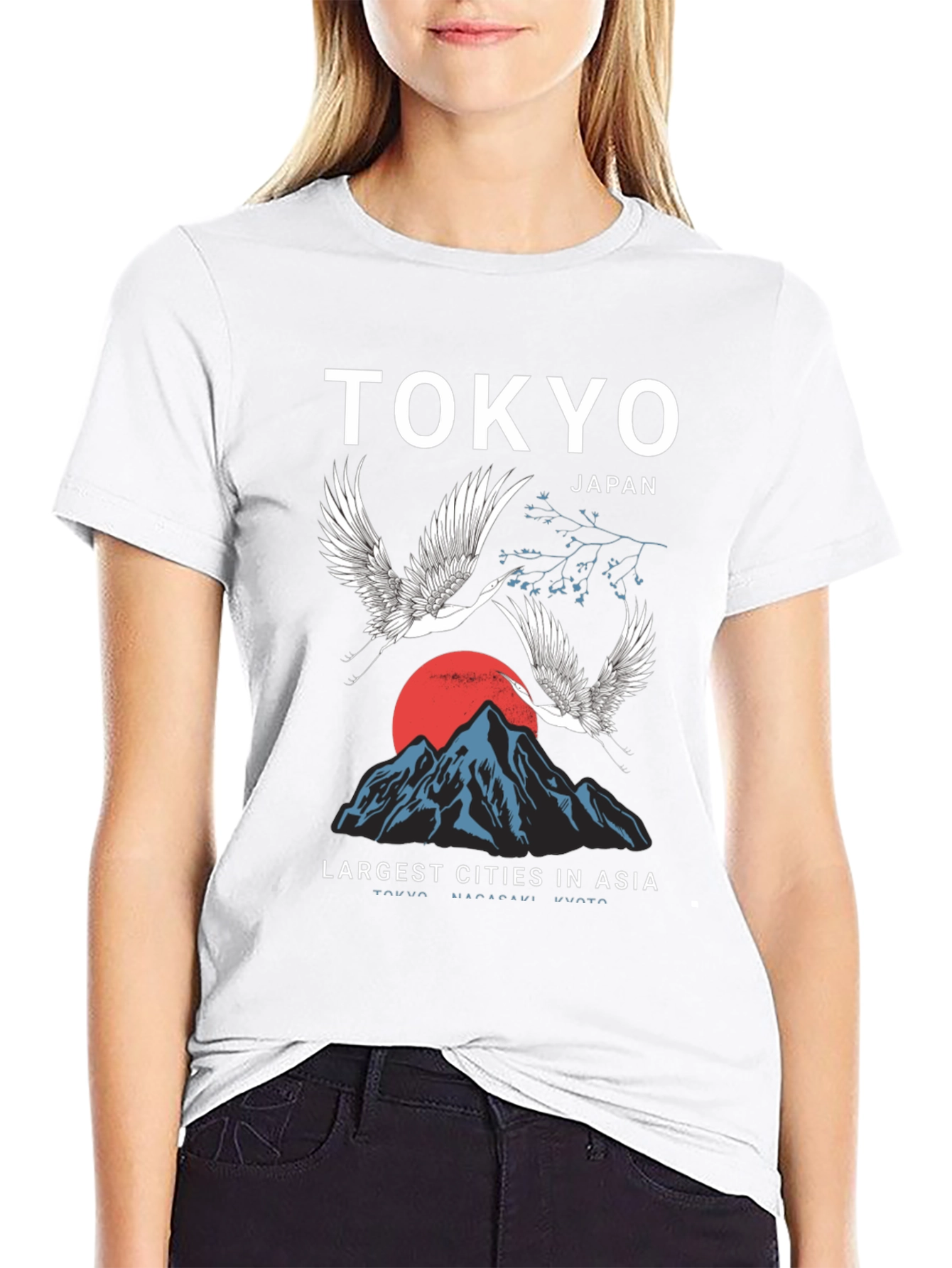 Tokyo Japan Crane Mountain Graphic T-Shirt