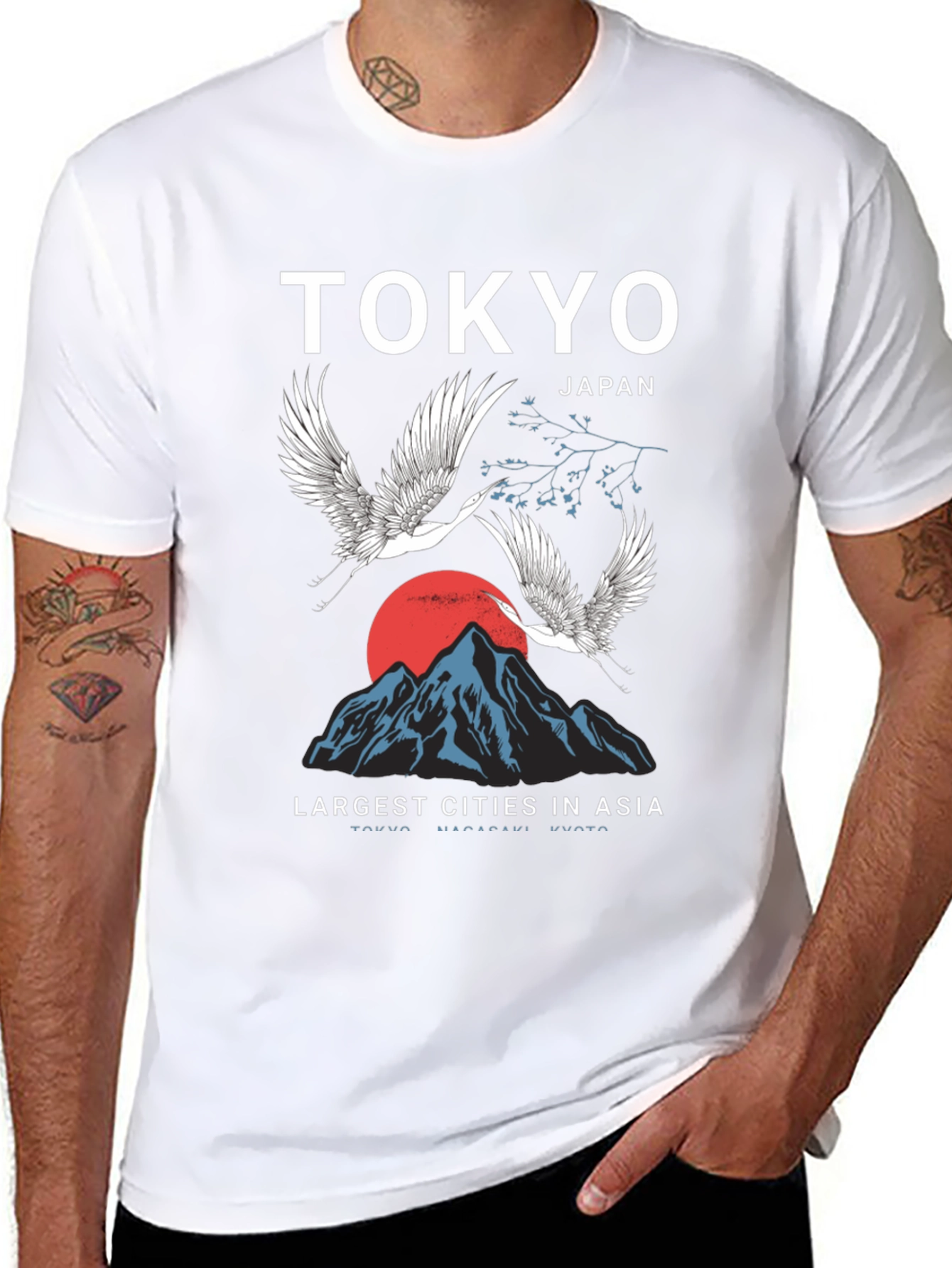 Tokyo Japan Crane Mountain Graphic T-Shirt