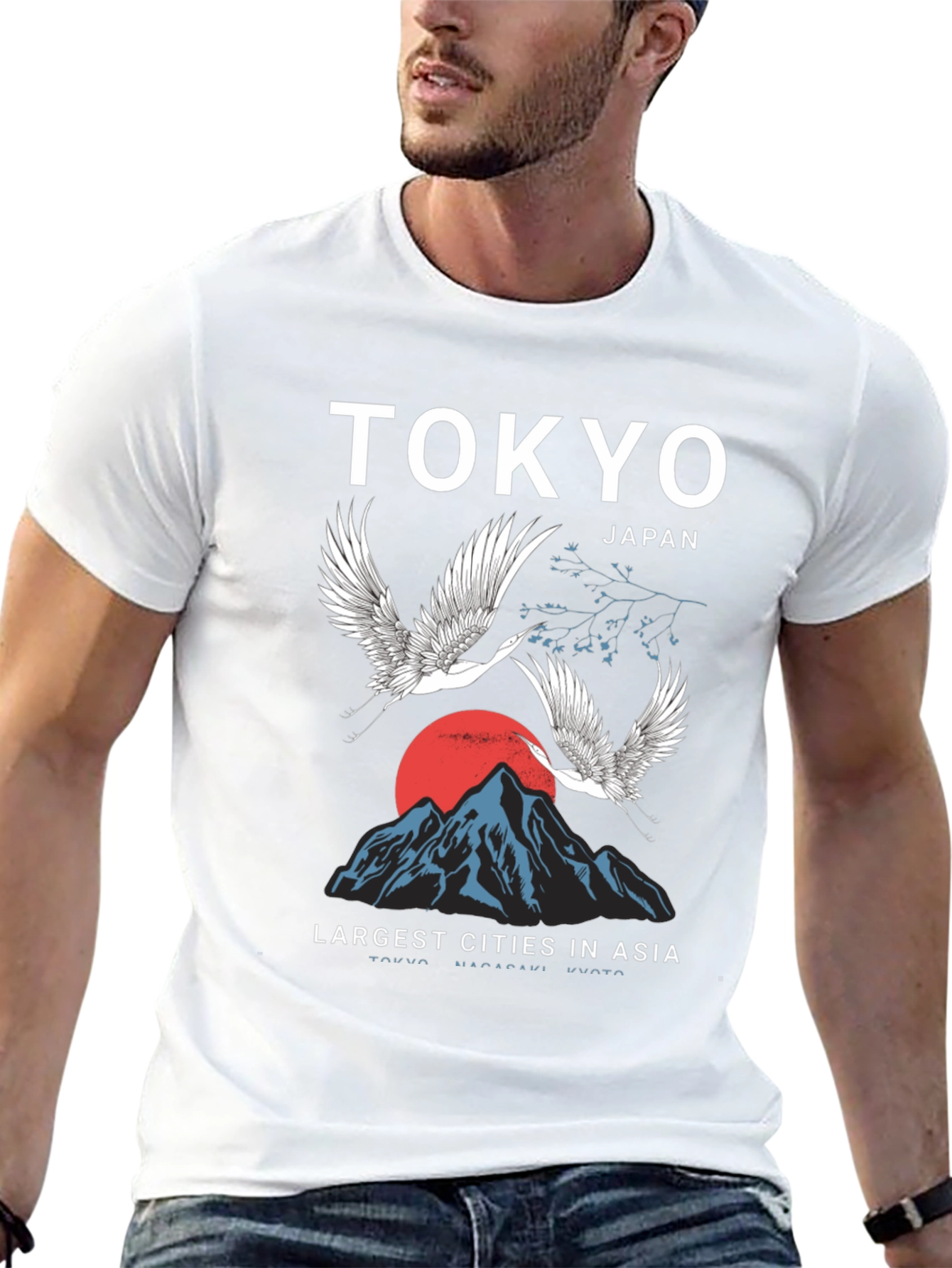 Tokyo Japan Crane Mountain Graphic T-Shirt