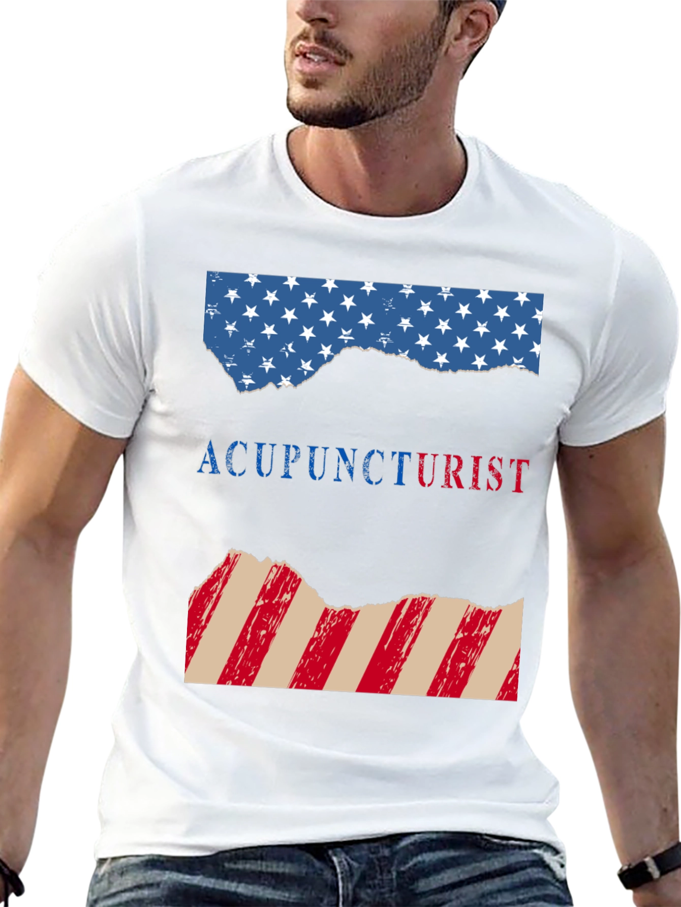 Acupuncturist Patriotic American Flag T-Shirt
