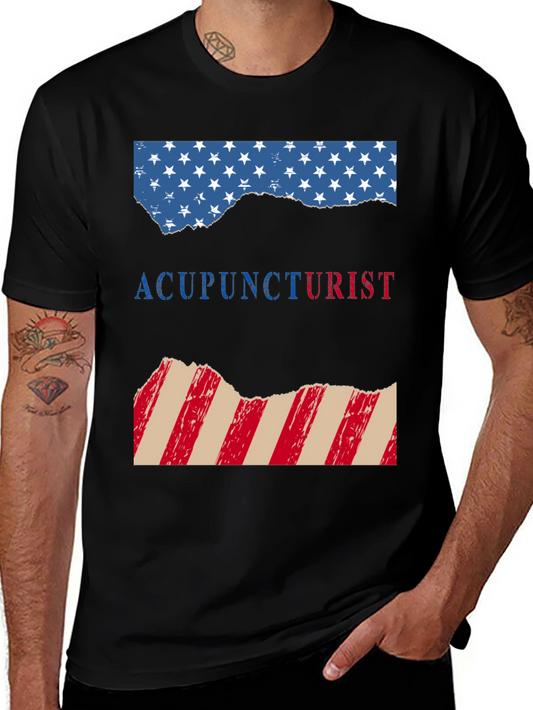 Acupuncturist Patriotic American Flag T-Shirt