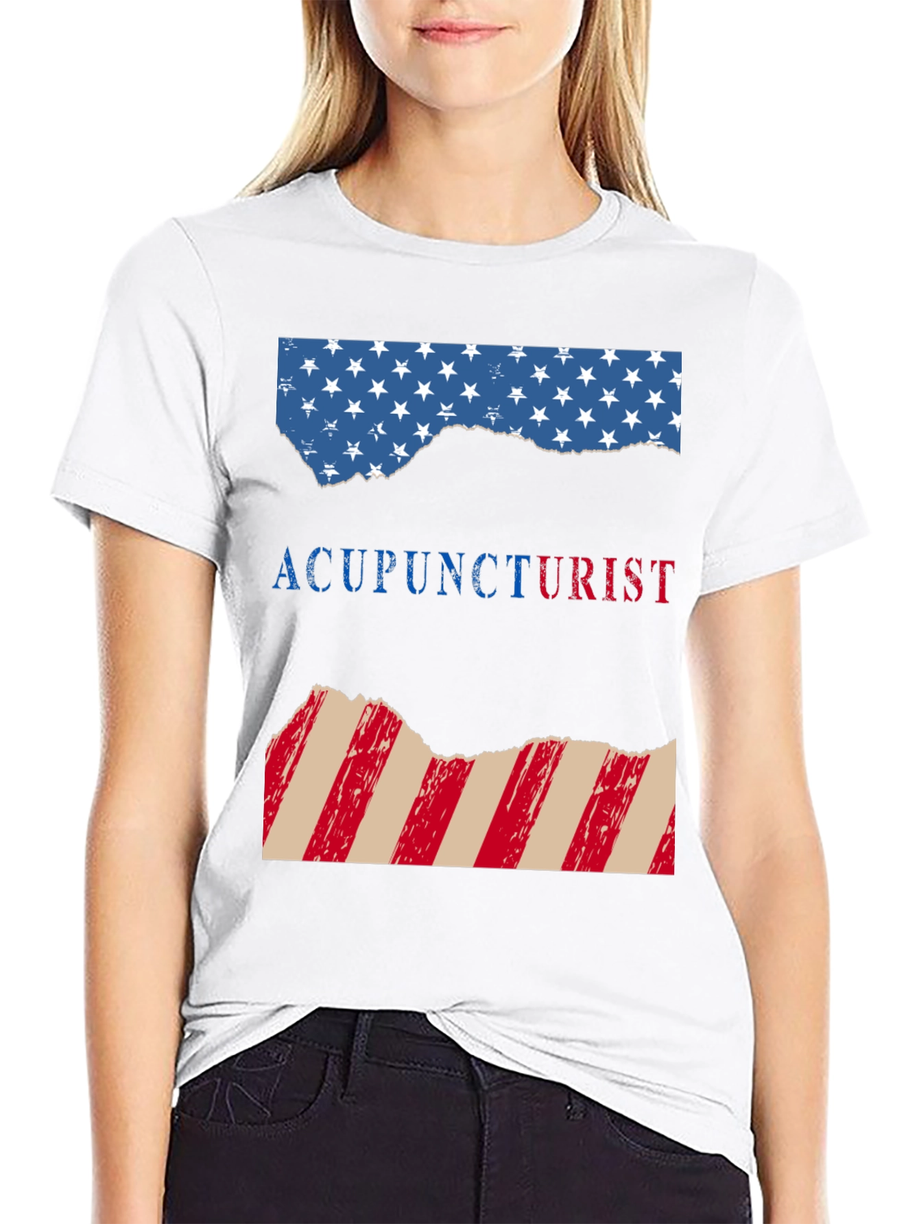 Acupuncturist Patriotic American Flag T-Shirt