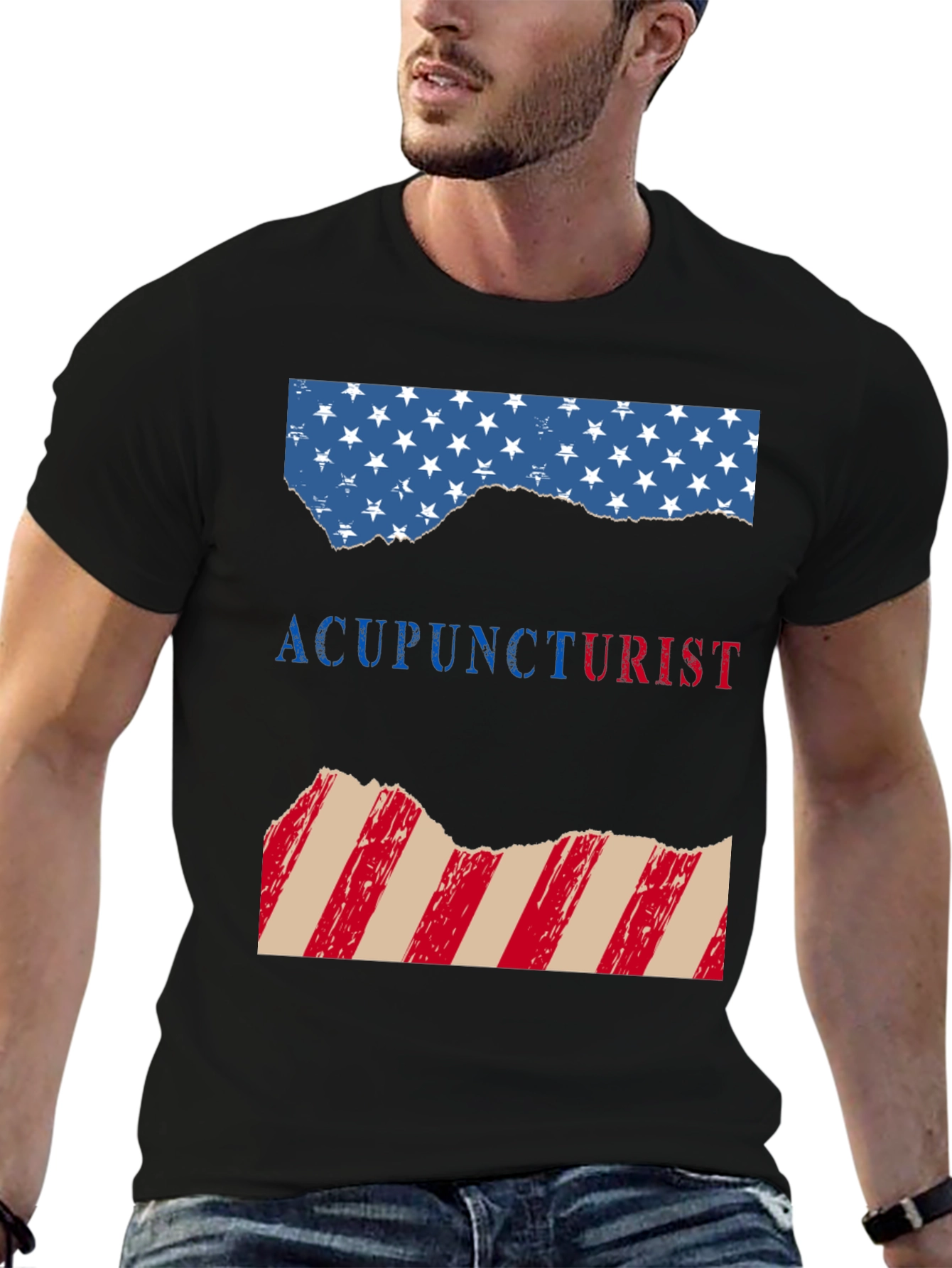 Acupuncturist Patriotic American Flag T-Shirt