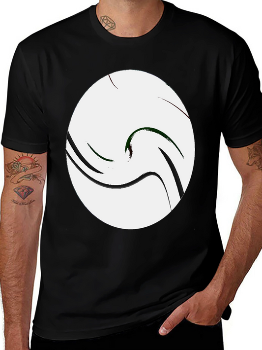 Abstract Swirl Graphic Tee - Casual Black T-Shirt