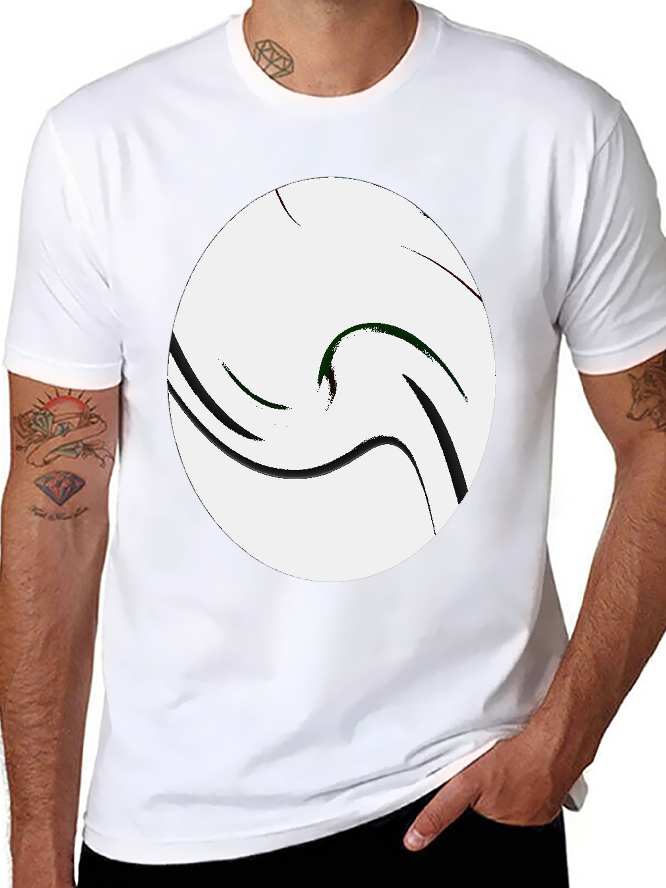 Abstract Swirl Graphic Tee - Casual Black T-Shirt