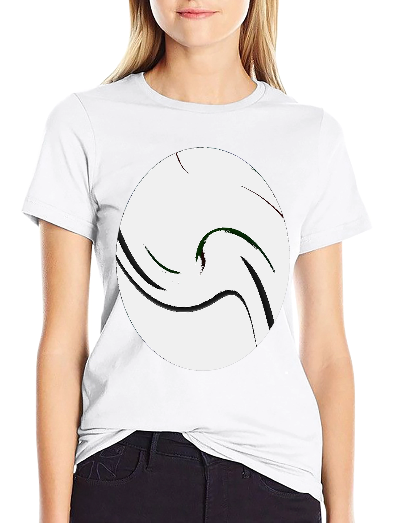 Abstract Swirl Graphic Tee - Casual Black T-Shirt