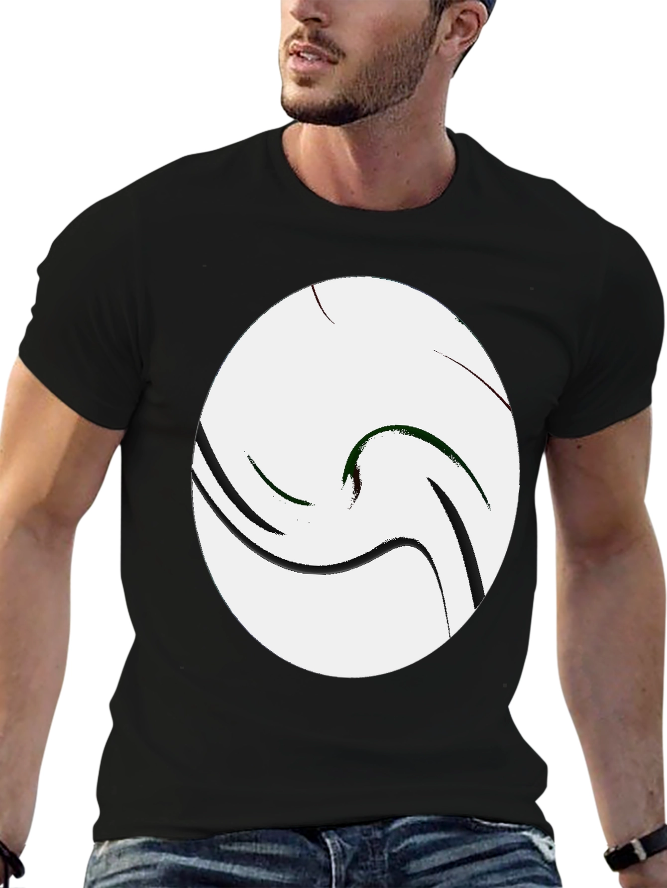 Abstract Swirl Graphic Tee - Casual Black T-Shirt
