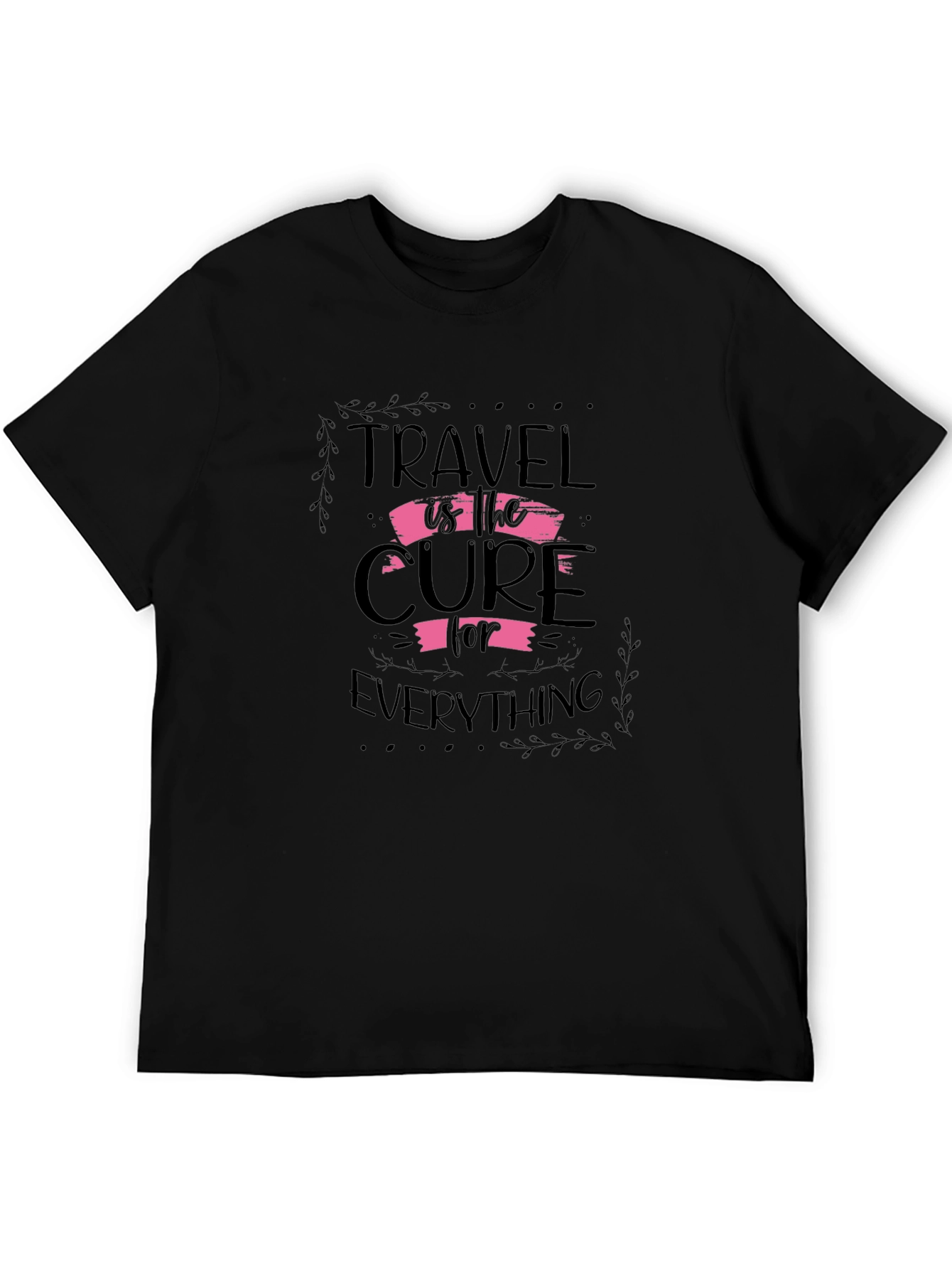 Travel is the Cure Black Graphic Tee