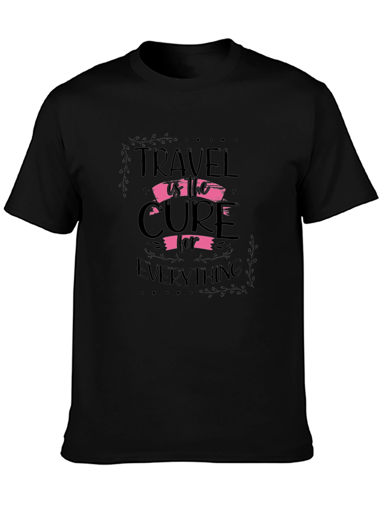 Travel is the Cure Black Graphic Tee