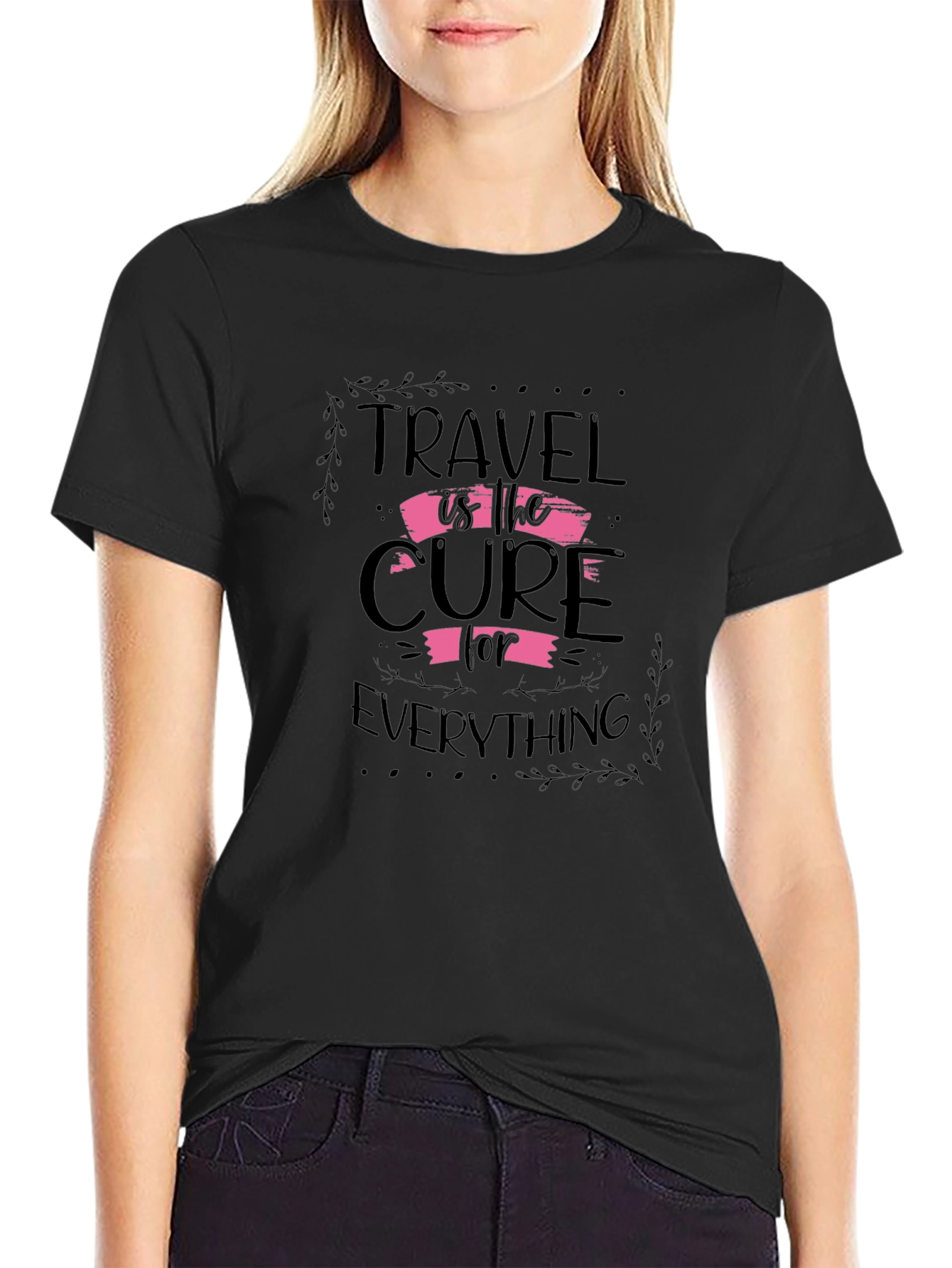 Travel is the Cure Black Graphic Tee