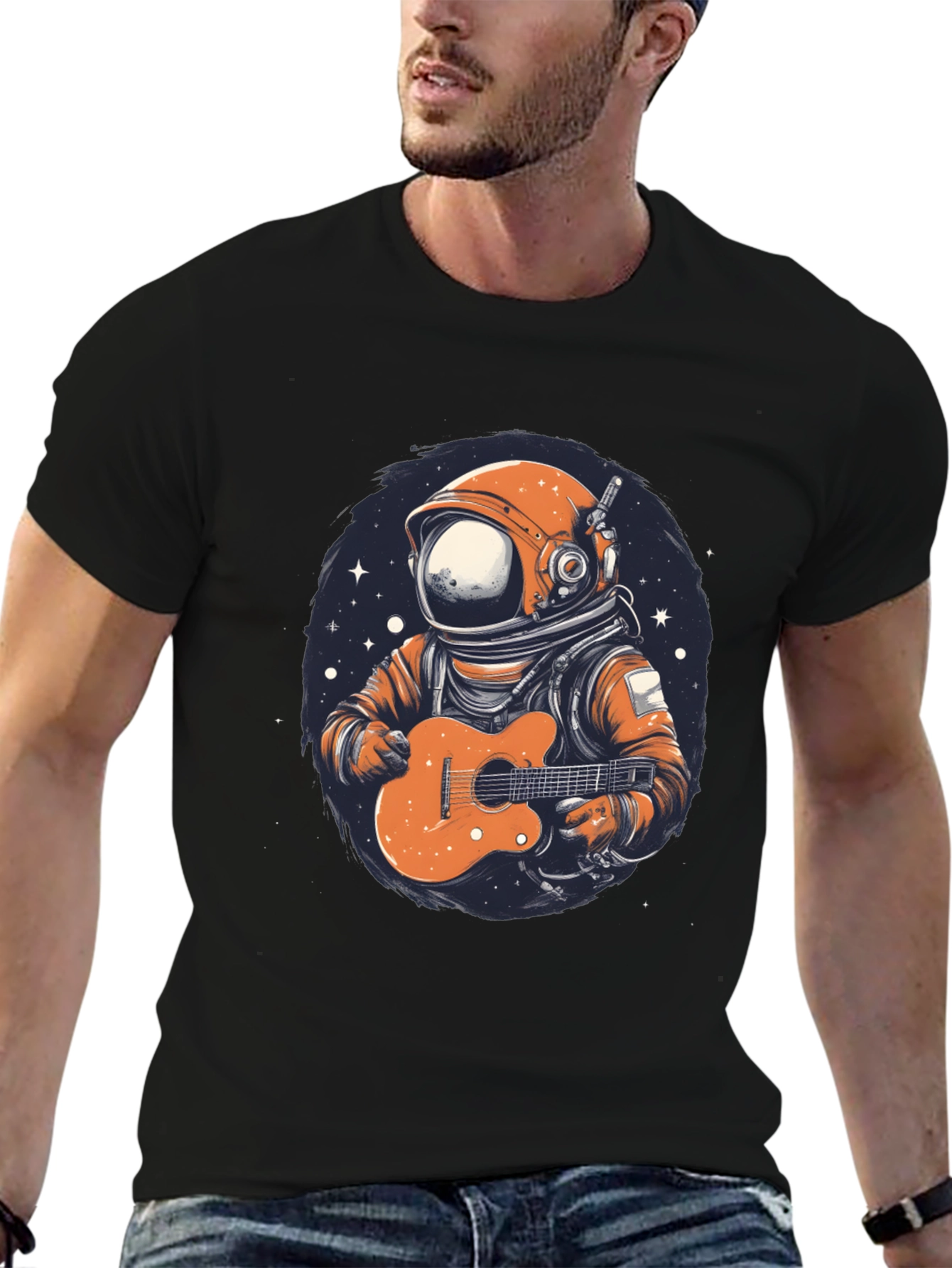 Astronaut Guitar Player Graphic T-Shirt