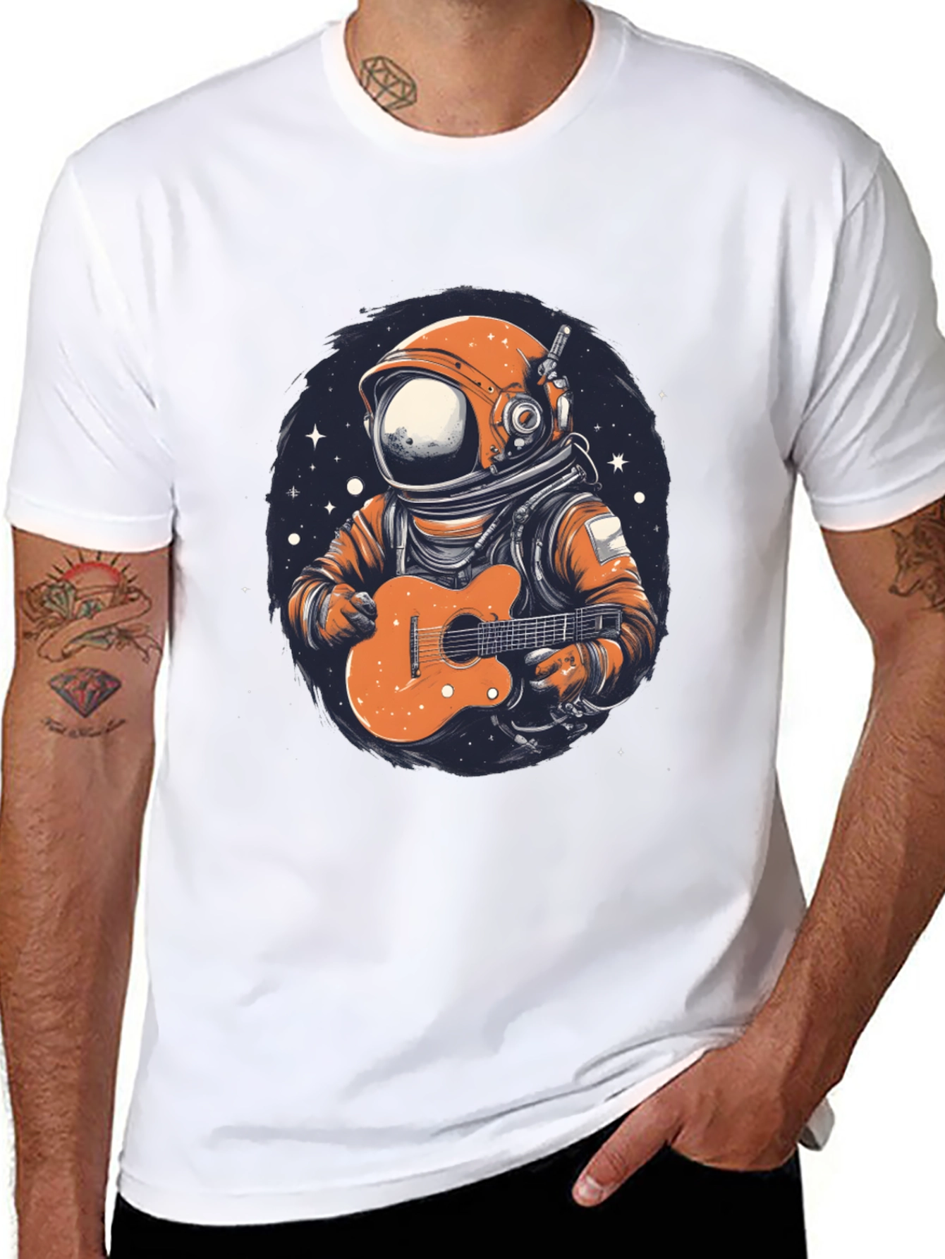 Astronaut Guitar Player Graphic T-Shirt