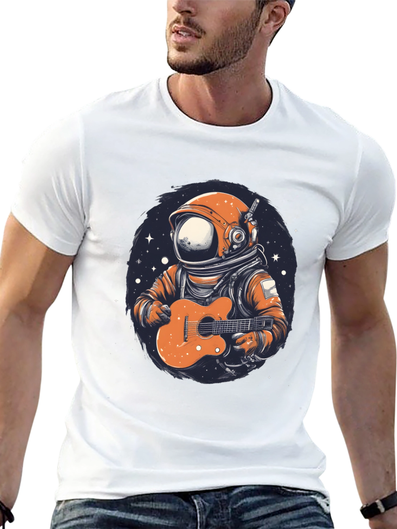Astronaut Guitar Player Graphic T-Shirt