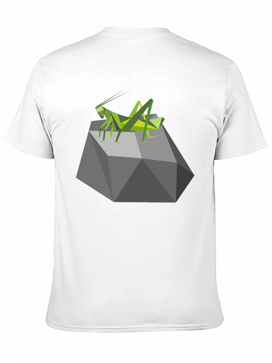 Geometric Grasshopper on Rock Graphic Tee - Black