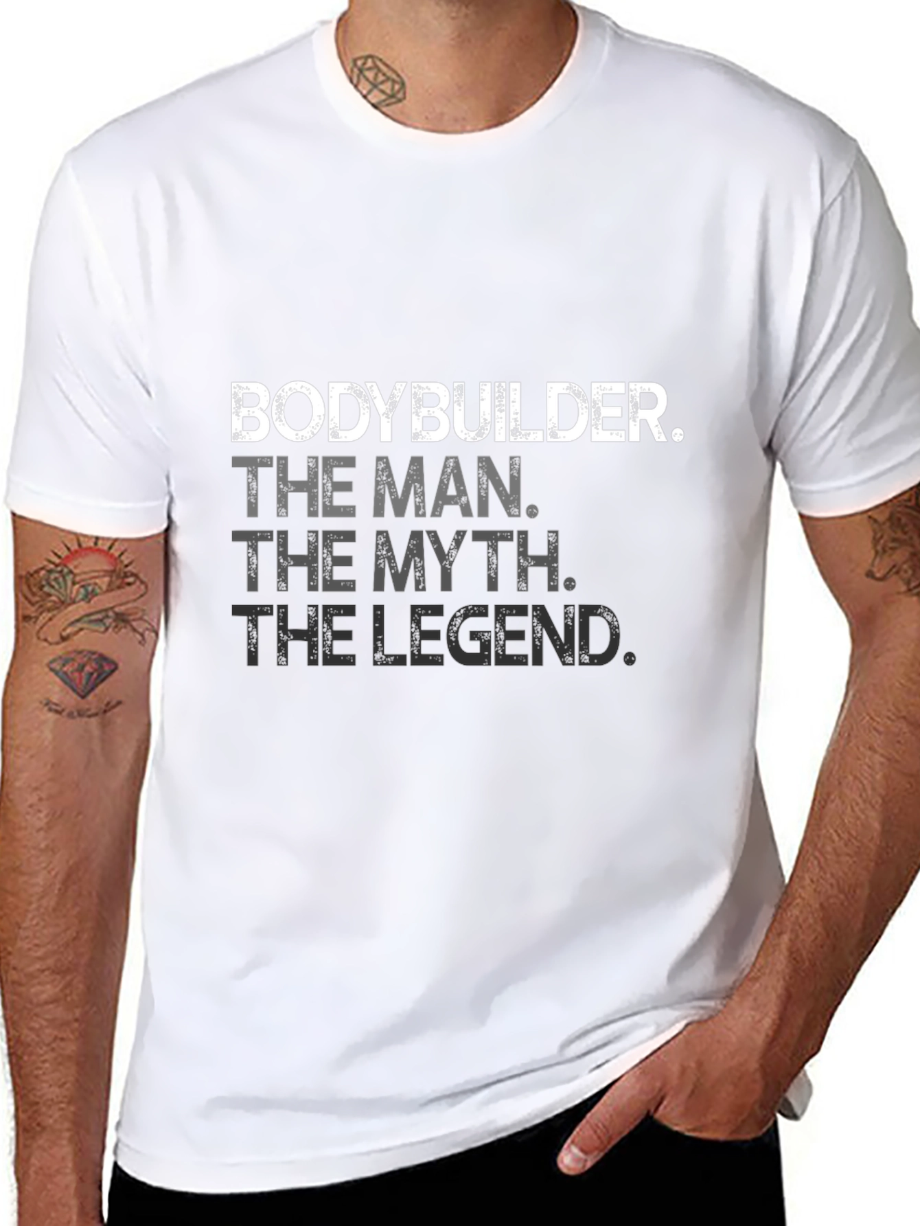 Bodybuilder Man Myth Legend Graphic Tee - Black