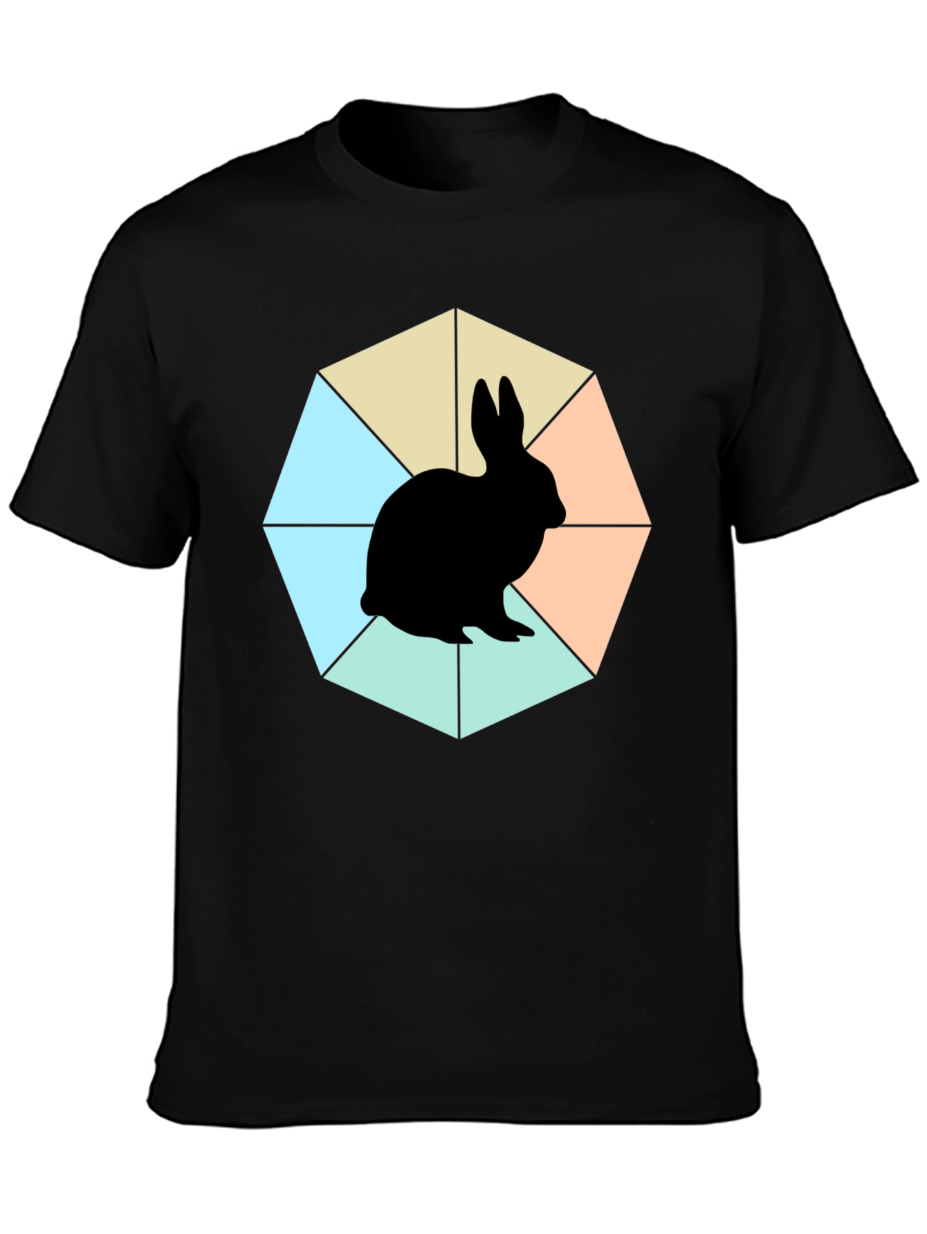 Geometric Bunny Black T-Shirt