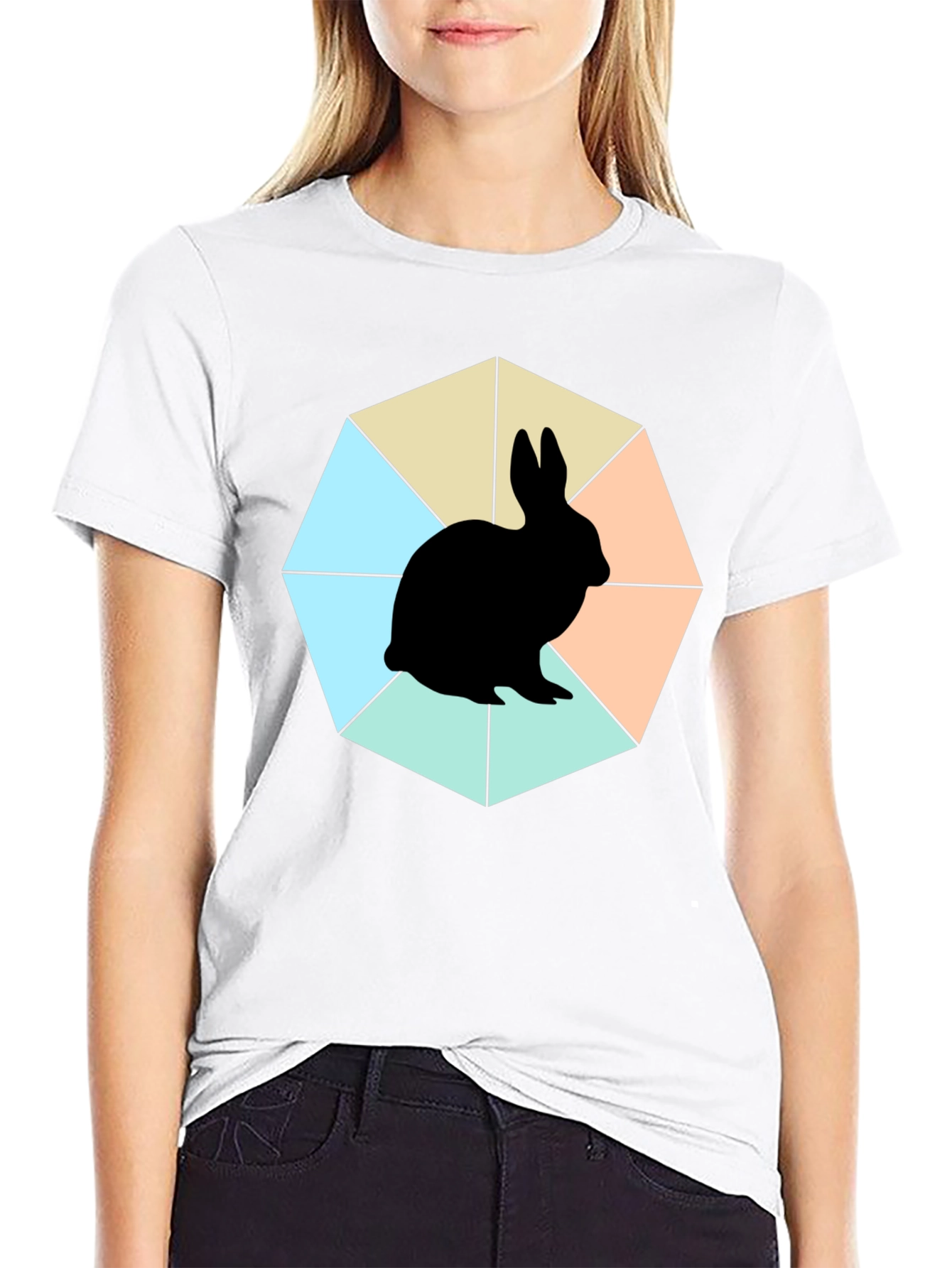 Geometric Bunny Black T-Shirt