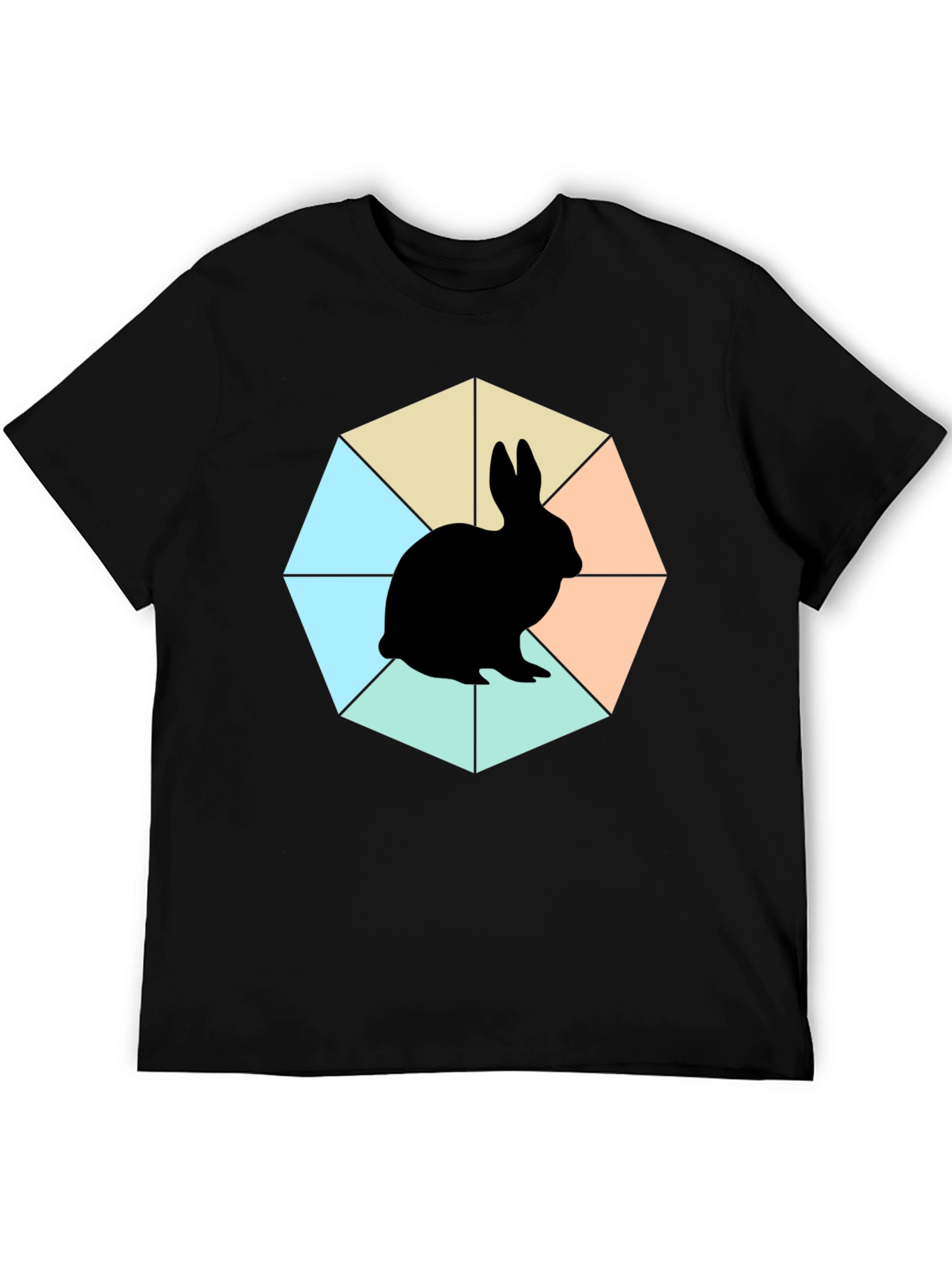 Geometric Bunny Black T-Shirt