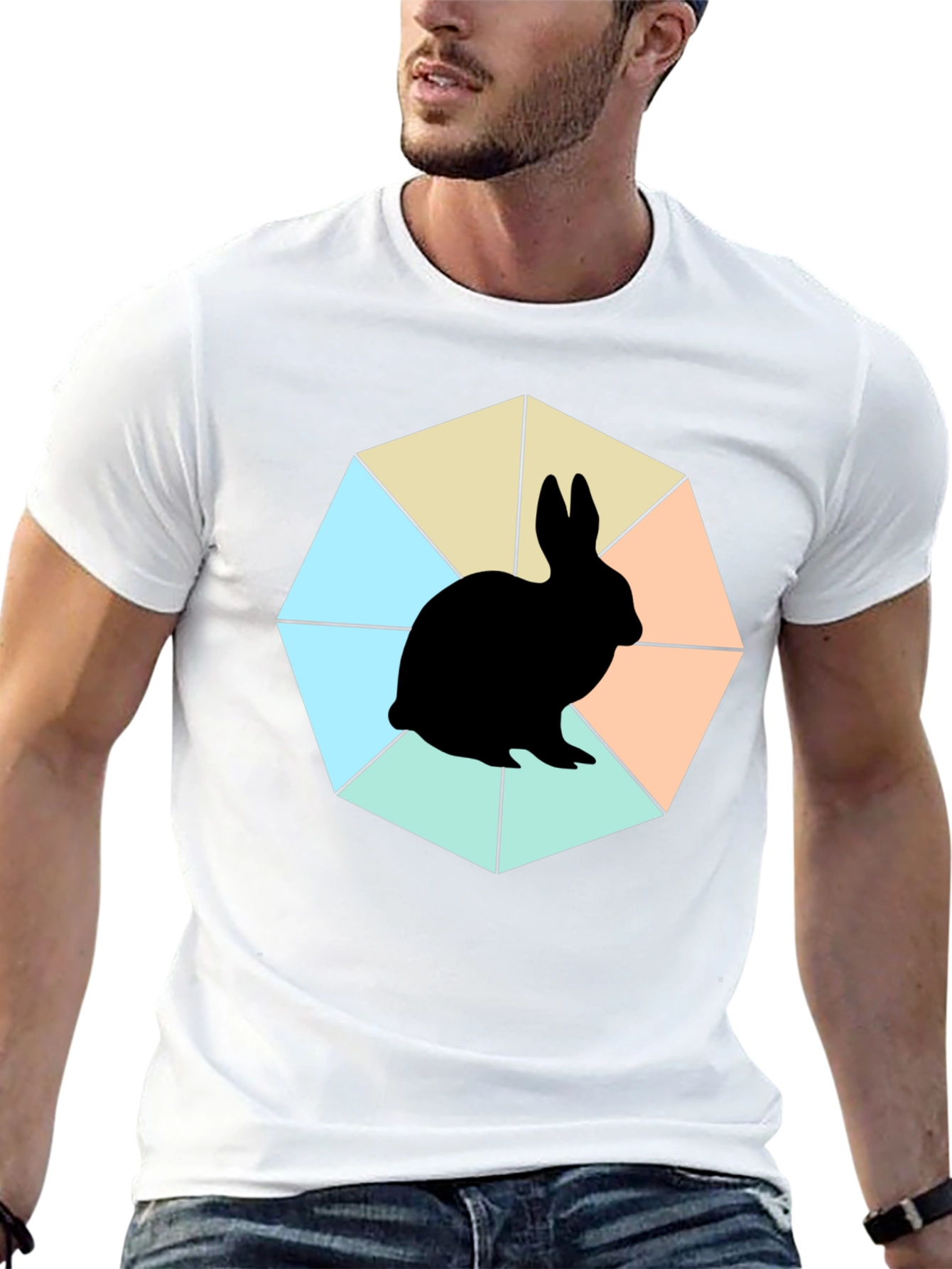 Geometric Bunny Black T-Shirt