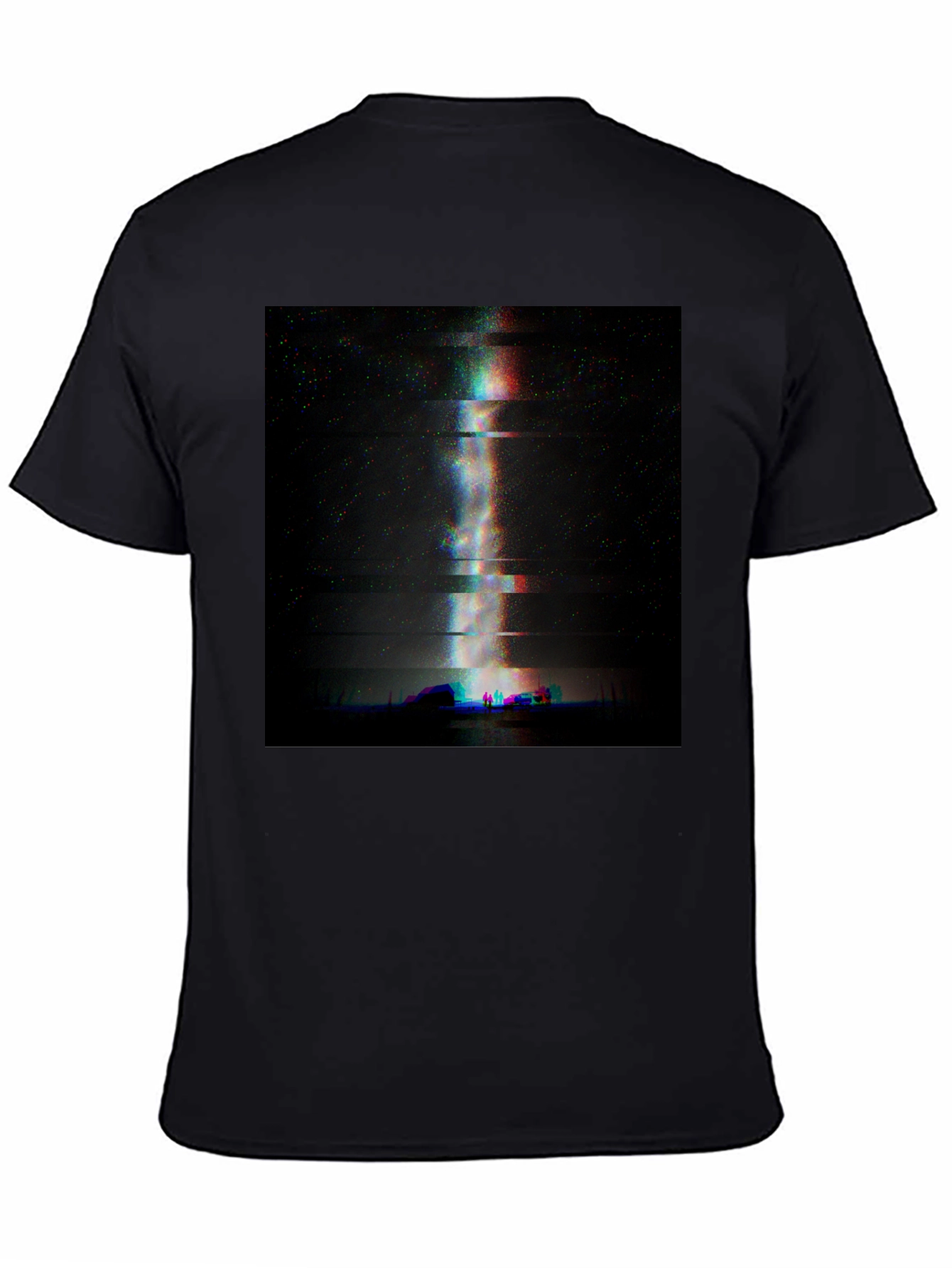 Glitch Art Milky Way Black T-Shirt