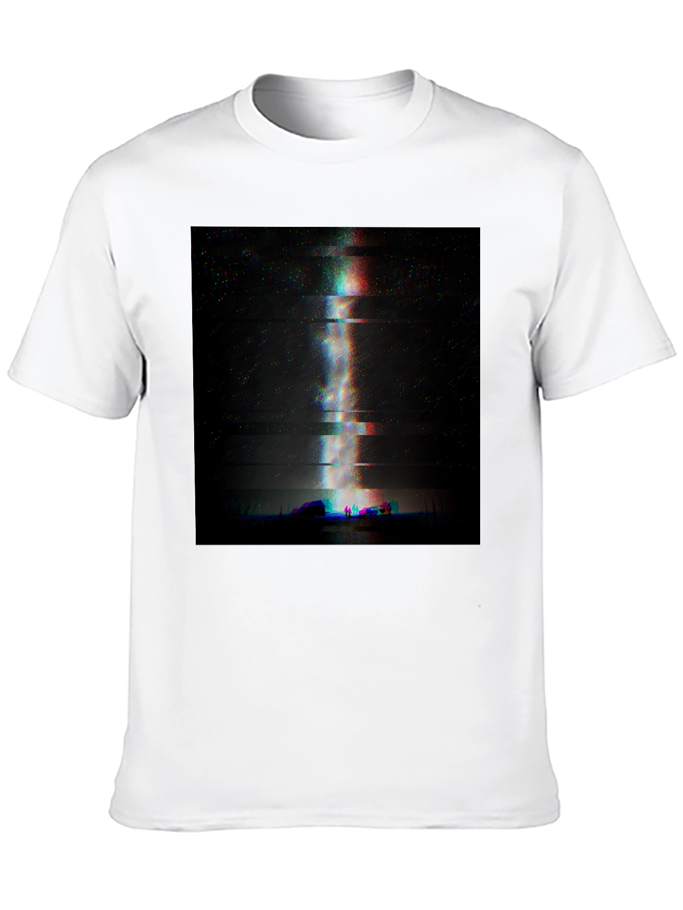 Glitch Art Milky Way Black T-Shirt