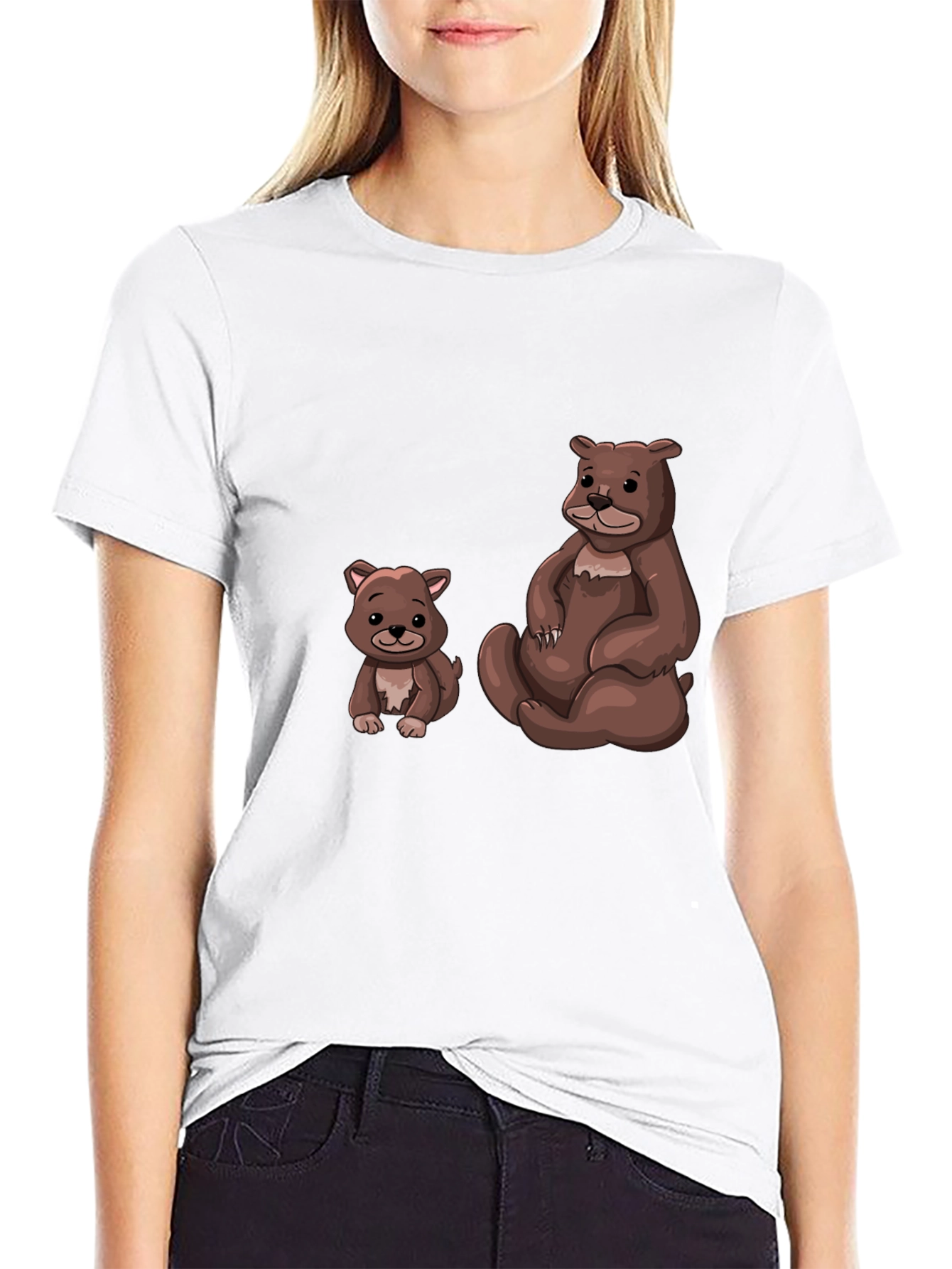 Cute Bears Graphic Black T-Shirt - Casual Wear