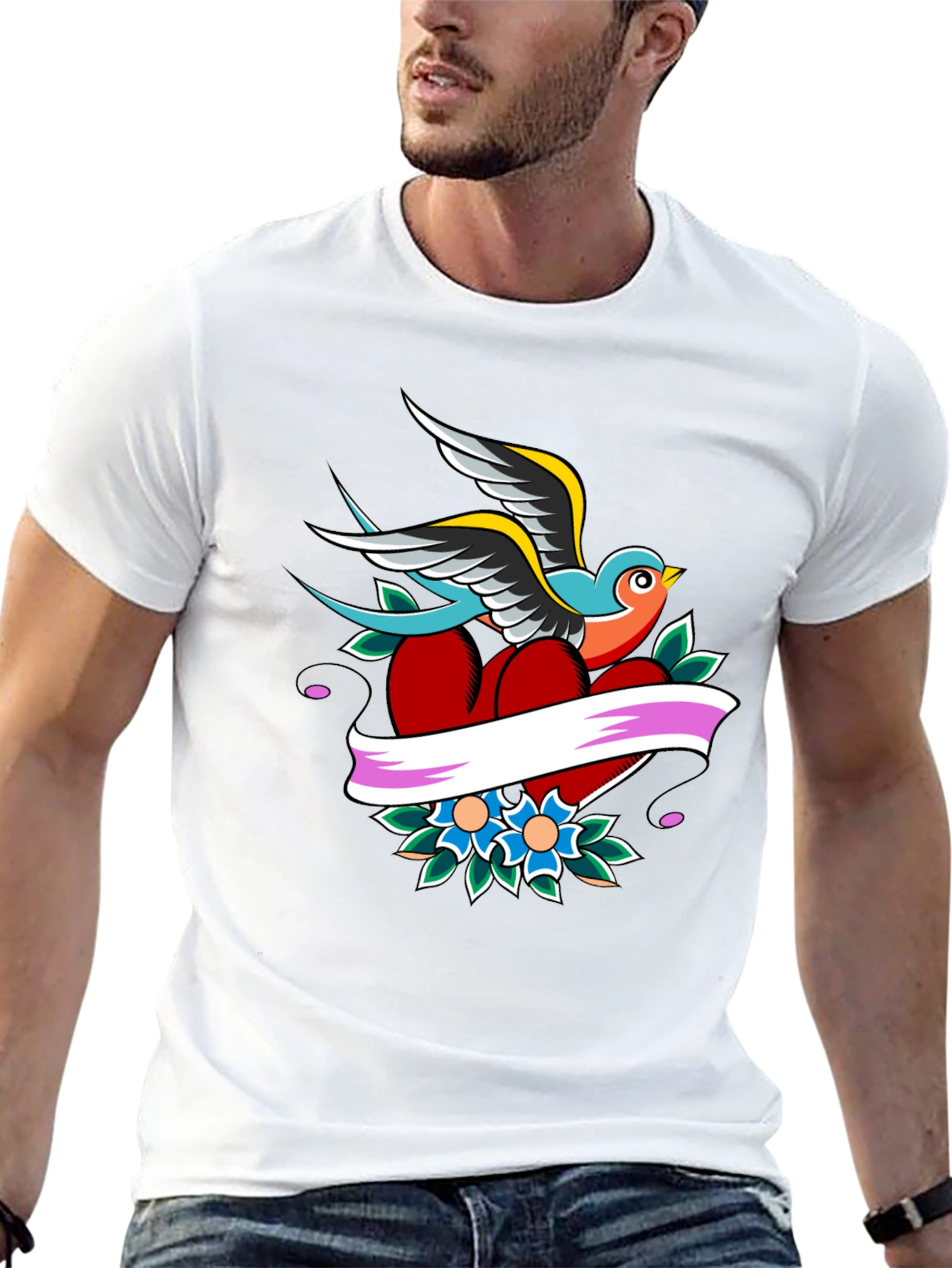 Swallow Heart Tattoo Graphic Tee