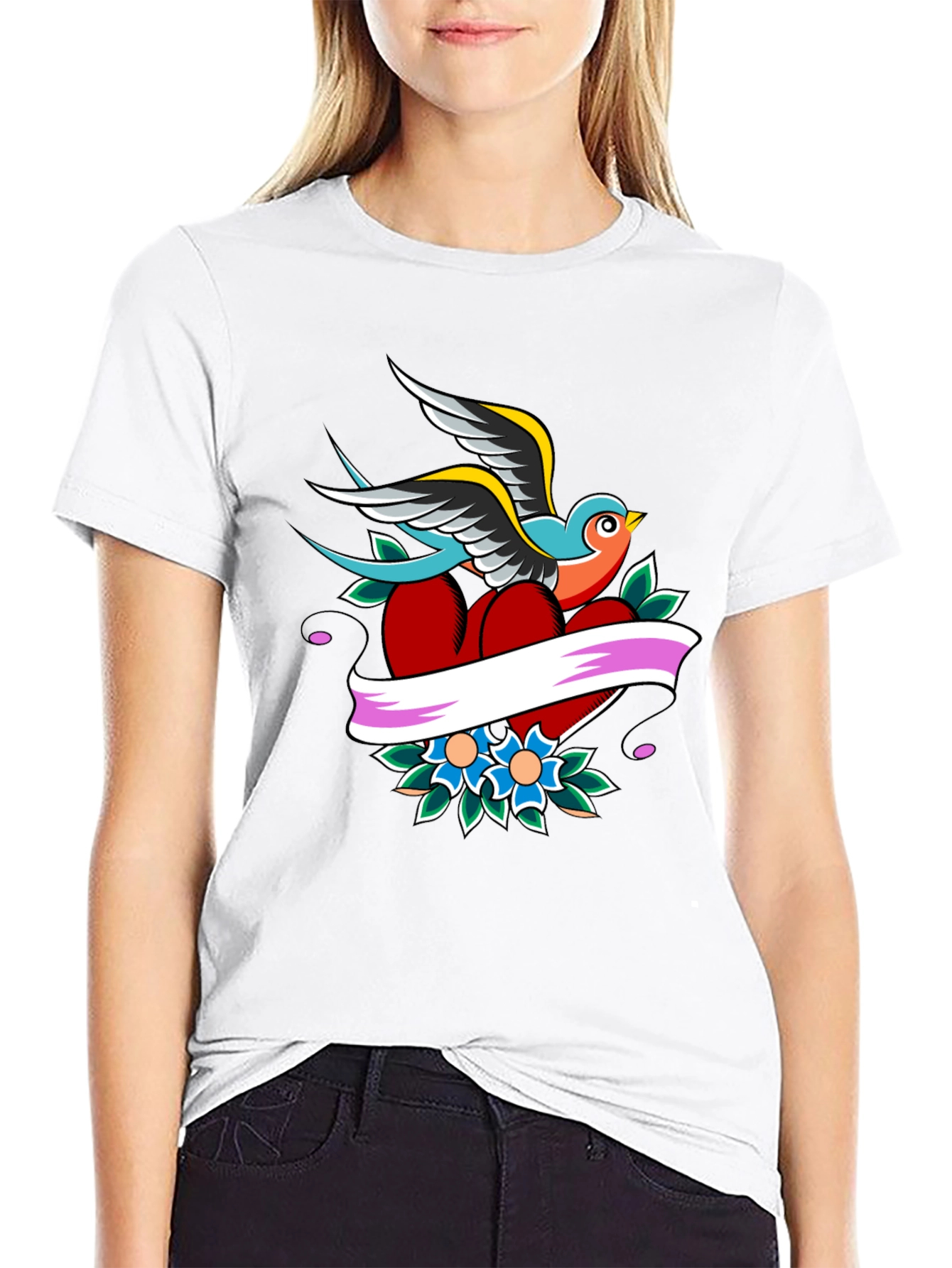 Swallow Heart Tattoo Graphic Tee