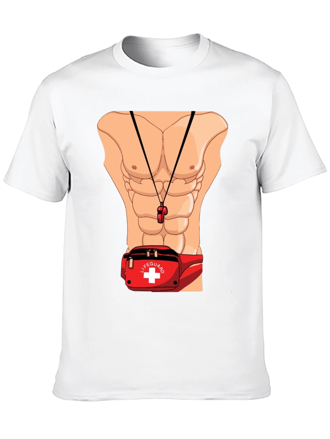 Lifeguard Abs T-Shirt Novelty Costume Design