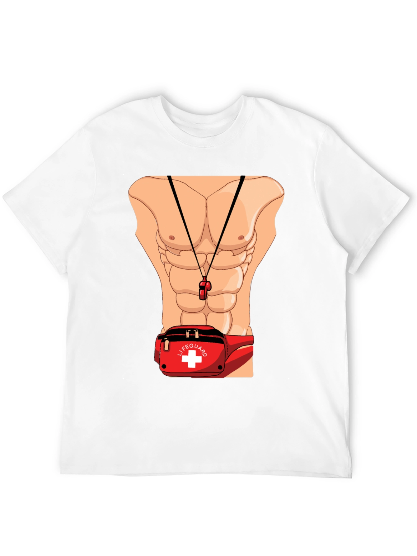 Lifeguard Abs T-Shirt Novelty Costume Design