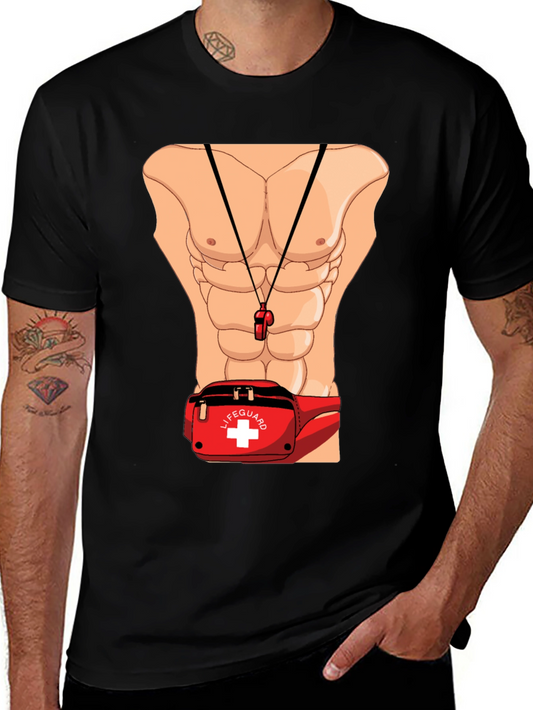 Lifeguard Abs T-Shirt Novelty Costume Design