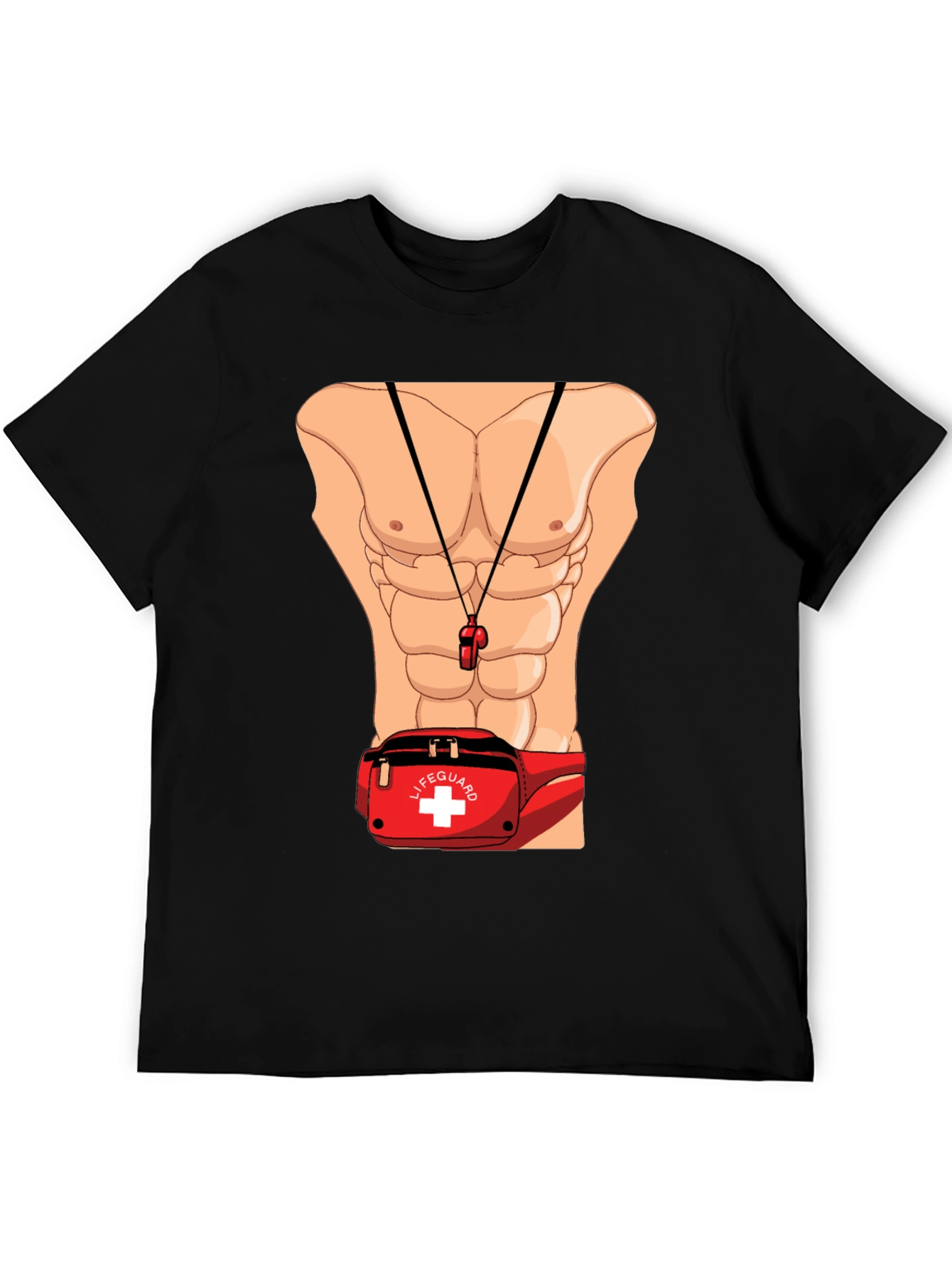 Lifeguard Abs T-Shirt Novelty Costume Design