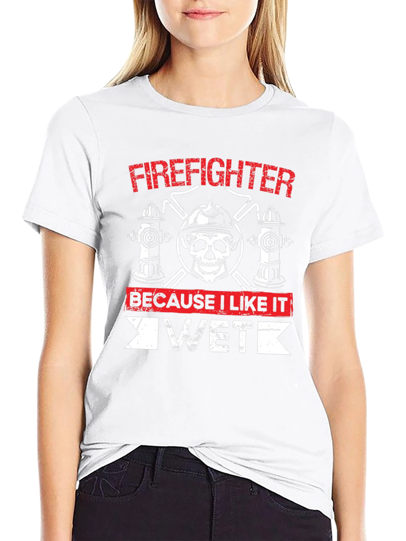 Firefighter Skull T-Shirt - I Like It Wet
