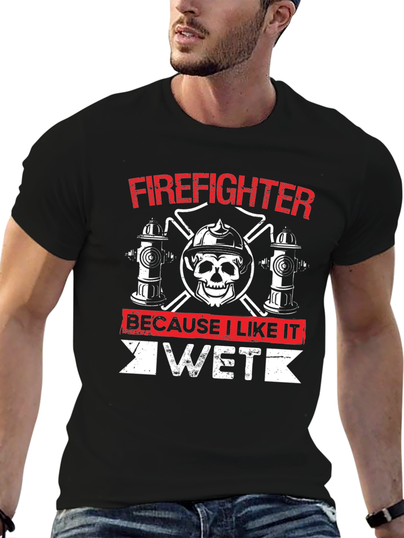 Firefighter Skull T-Shirt - I Like It Wet