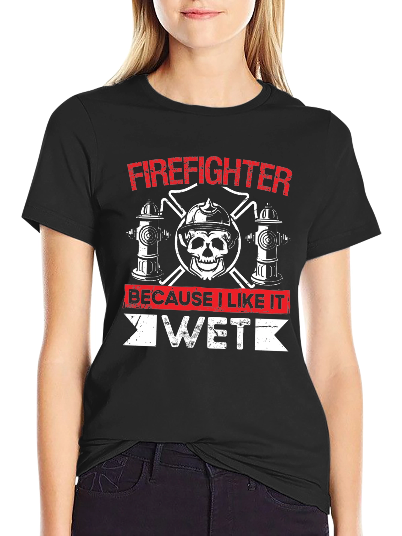 Firefighter Skull T-Shirt - I Like It Wet
