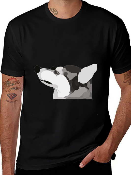 Modern Dog Graphic Tee - Black Cotton Blend