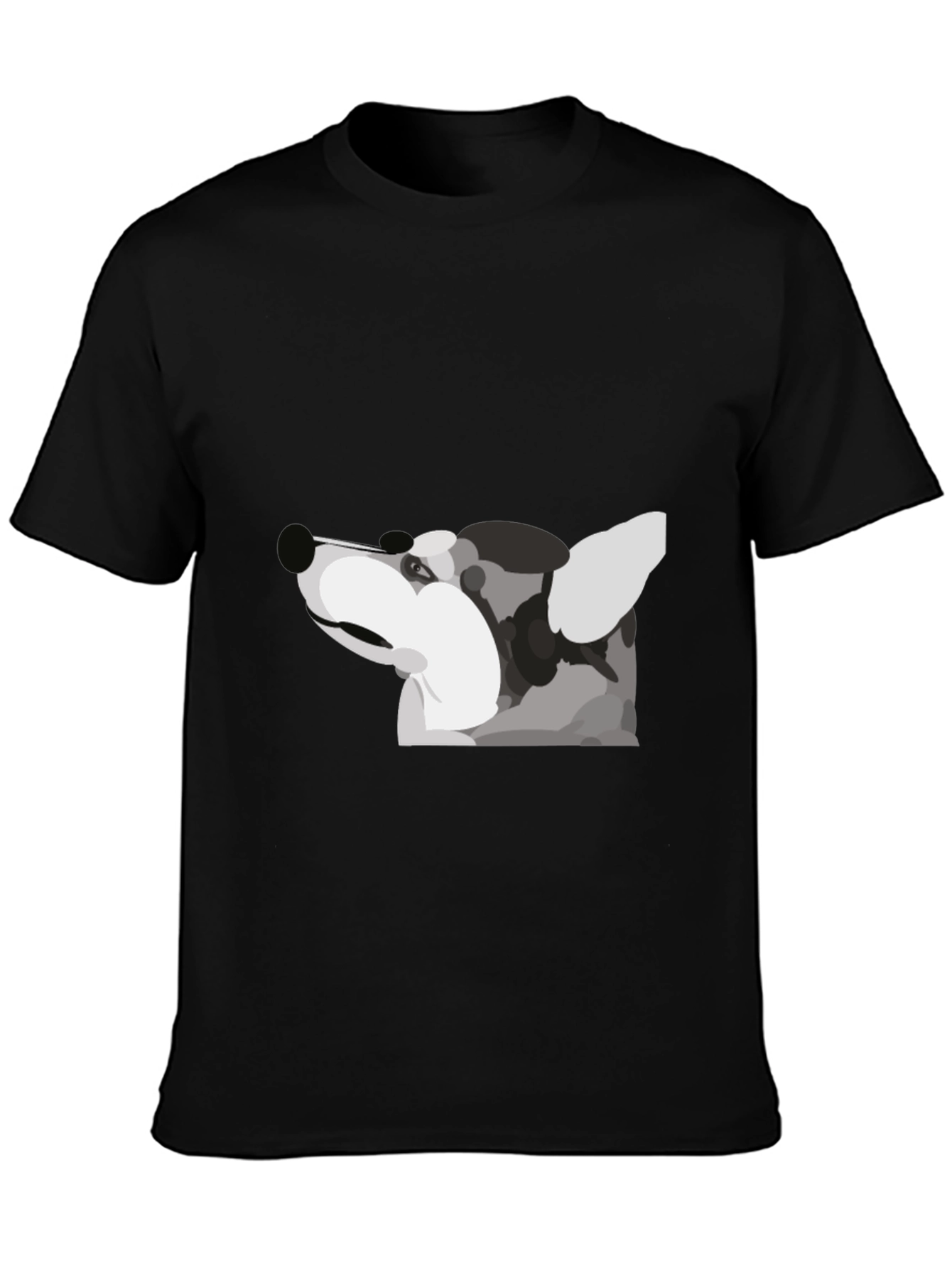 Modern Dog Graphic Tee - Black Cotton Blend