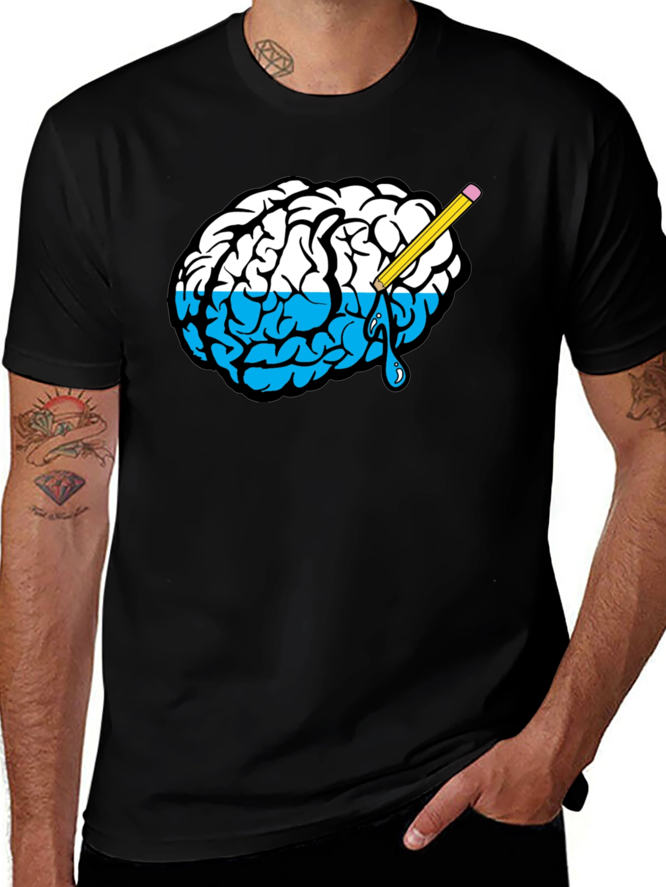 Creative Brain Tee - Black Cotton Graphic T-Shirt