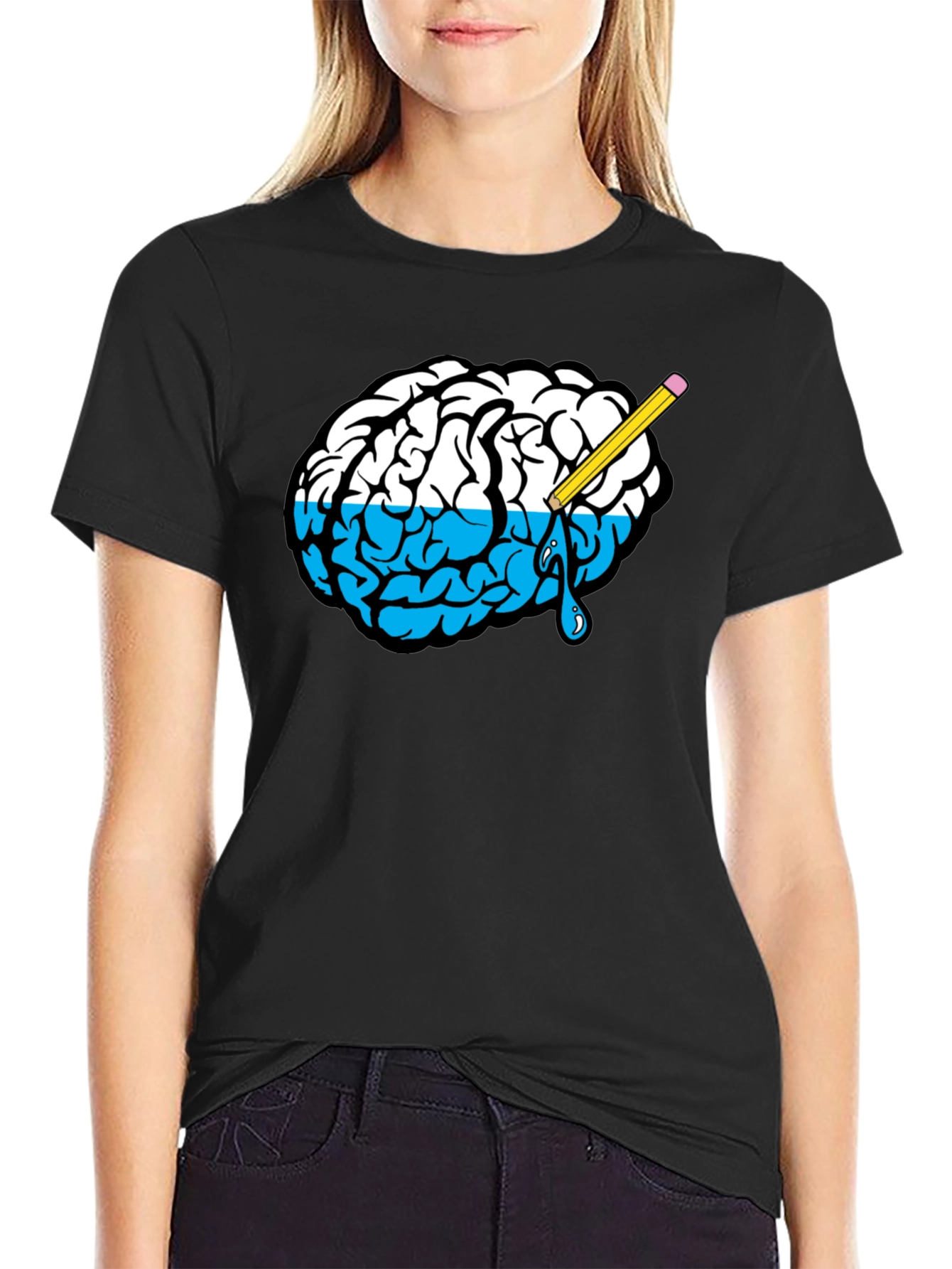 Creative Brain Tee - Black Cotton Graphic T-Shirt